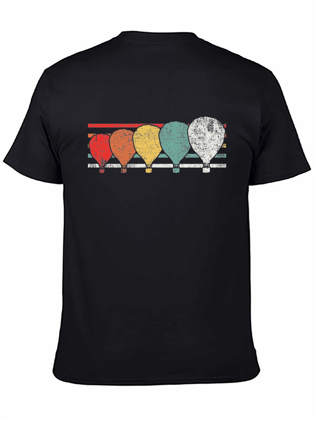 Retro Hot Air Balloon Graphic Tee - Black