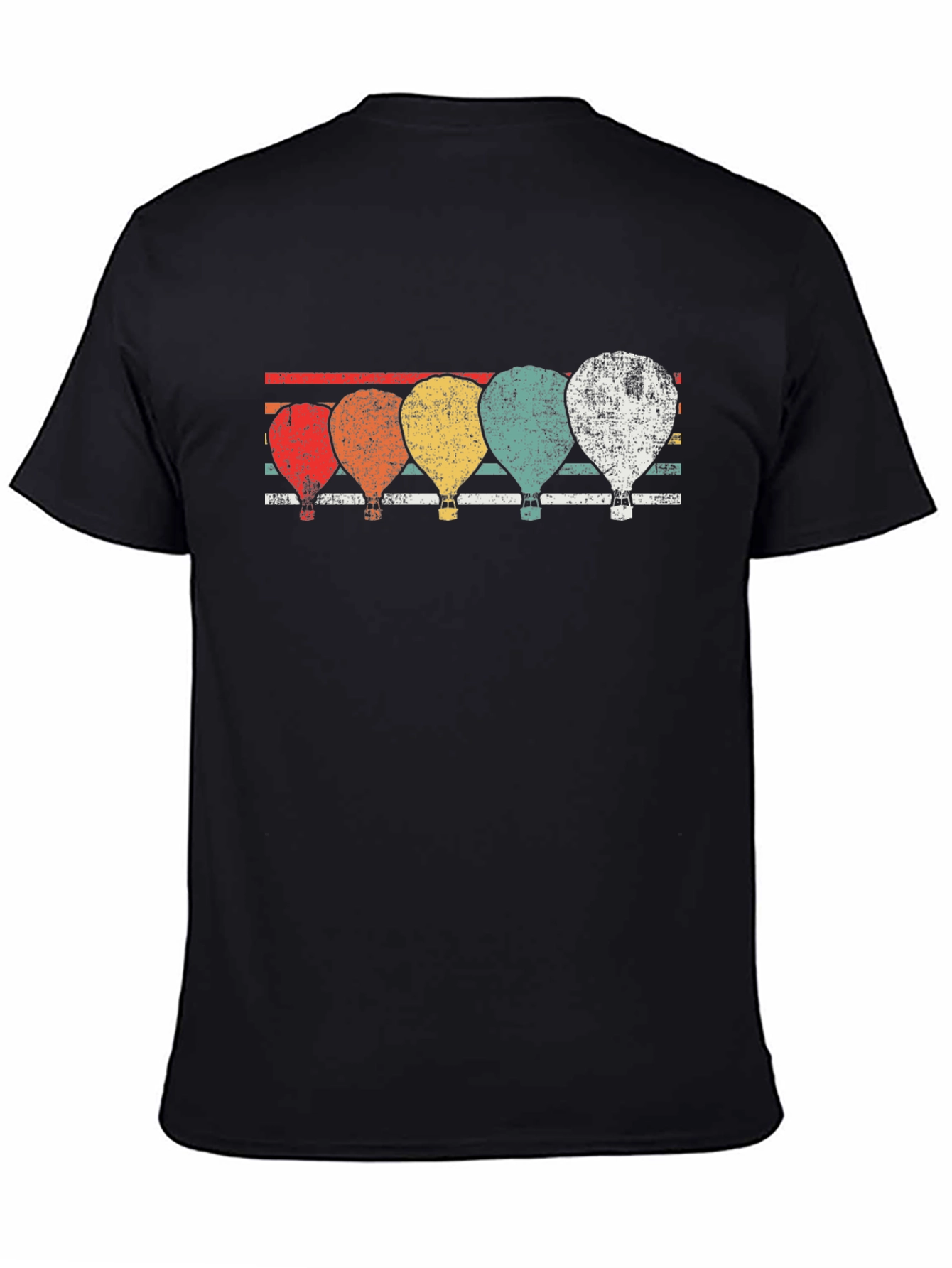 Retro Hot Air Balloon Graphic Tee - Black
