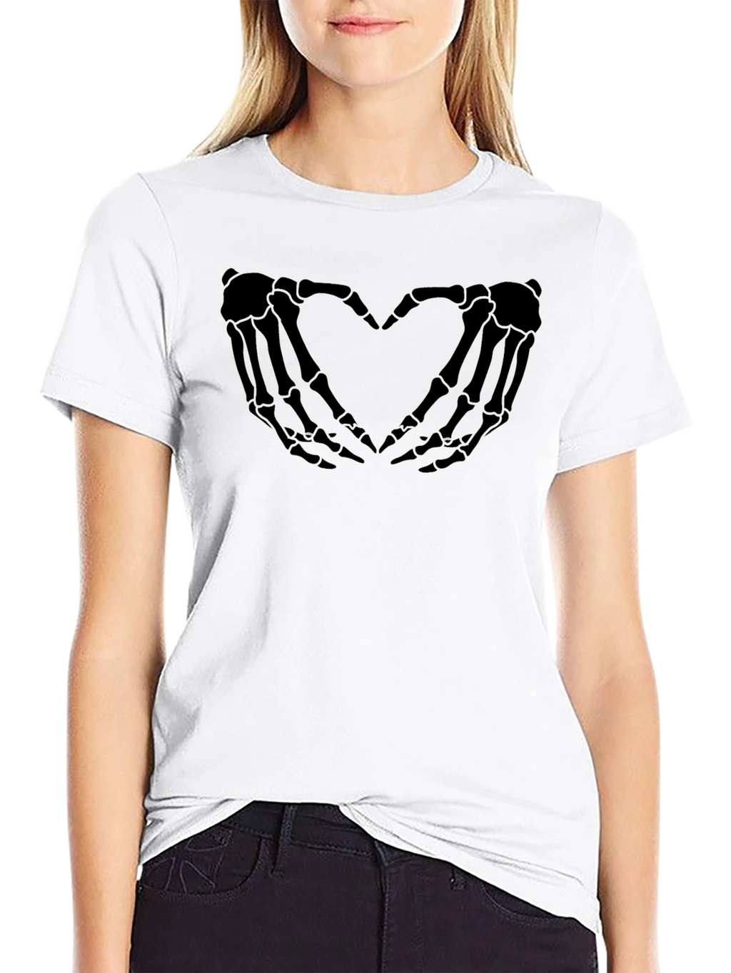 Skeleton Hands Heart Graphic T-Shirt
