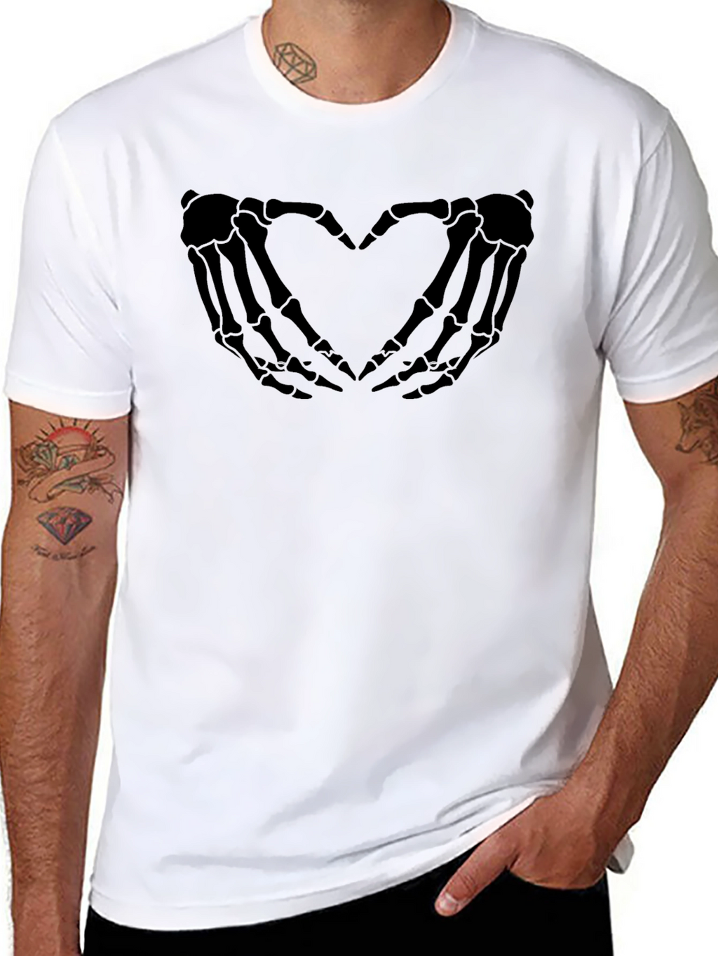 Skeleton Hands Heart Graphic T-Shirt
