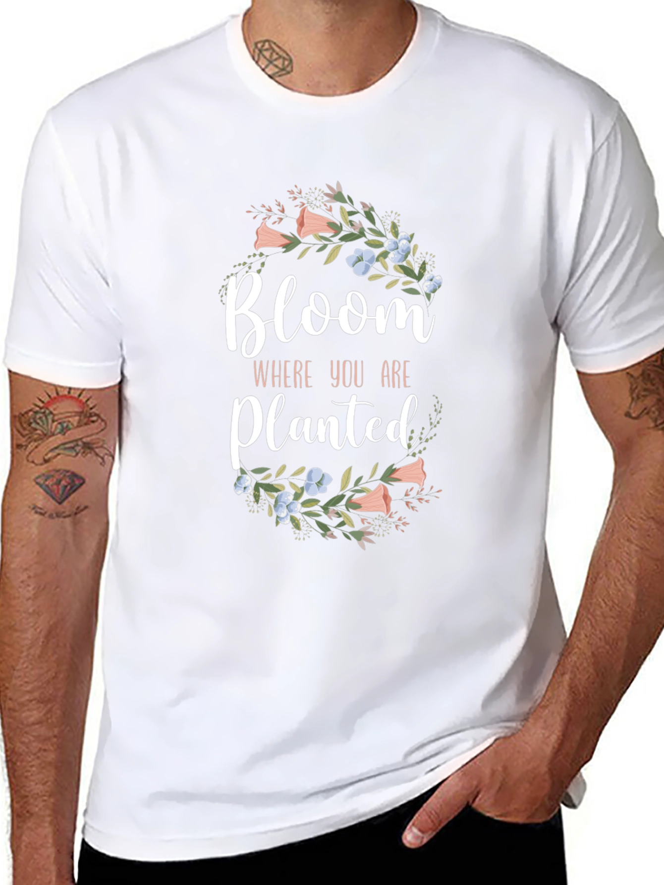 Bloom Where You Are Planted Black T-Shirt