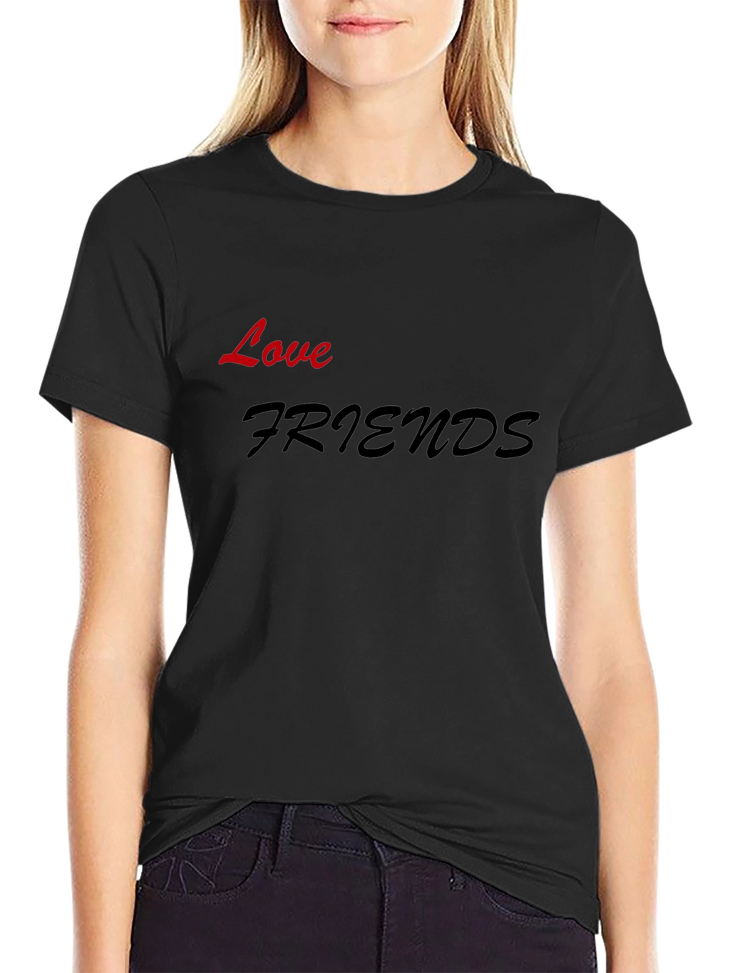 Love Friends Graphic Black T-Shirt