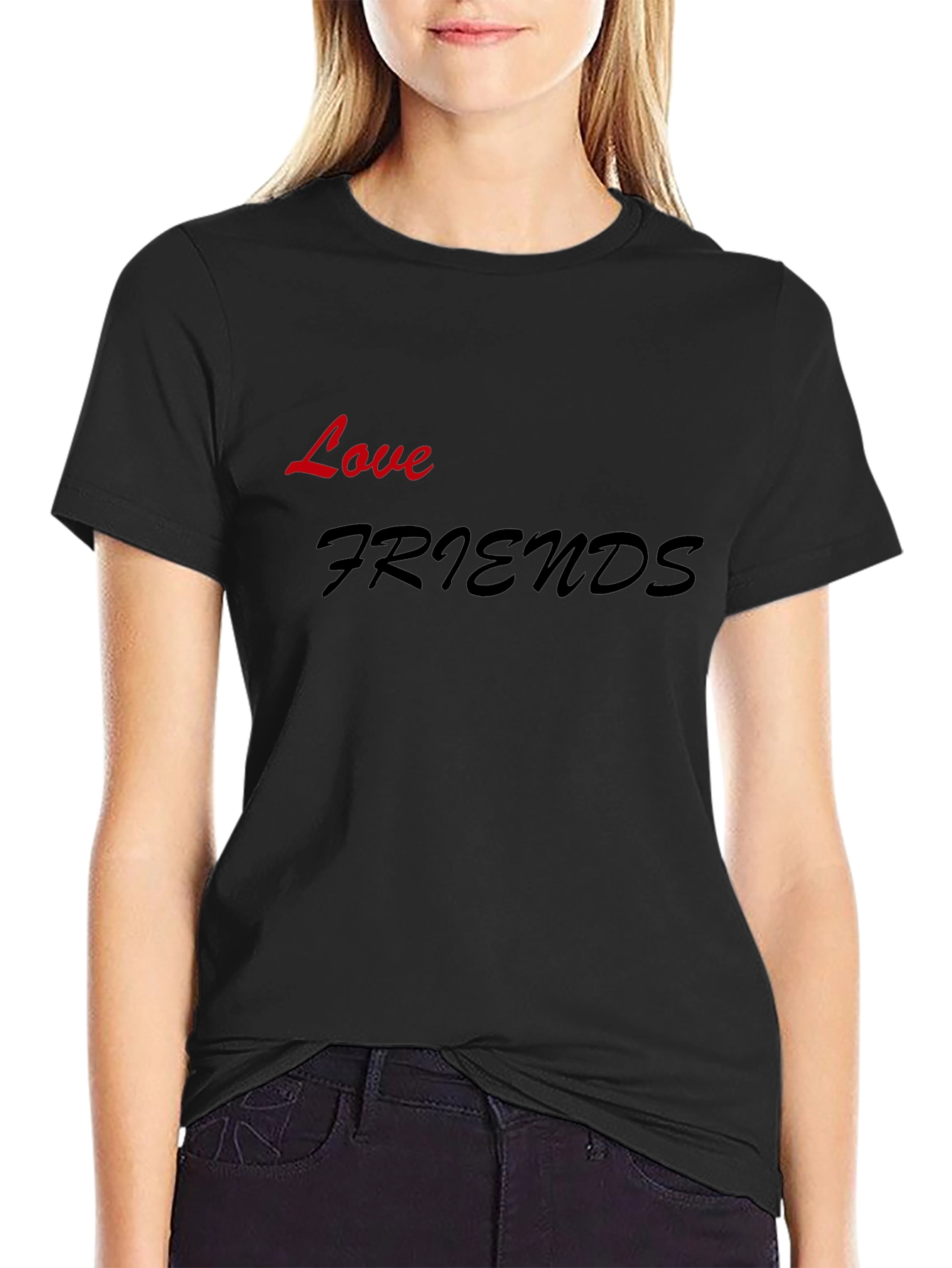 Love Friends Graphic Black T-Shirt