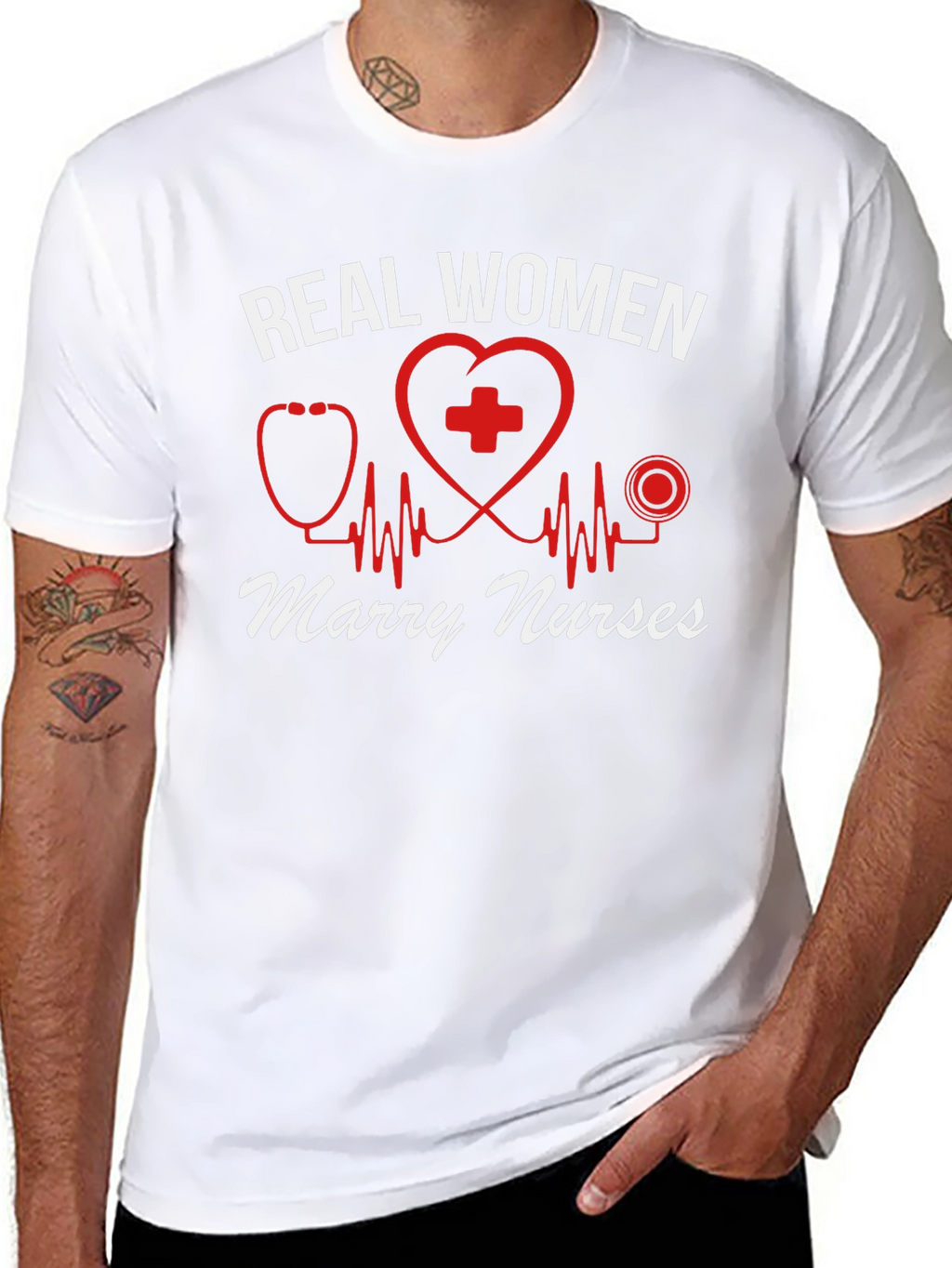 Real Women Marry Nurses T-Shirt - Black