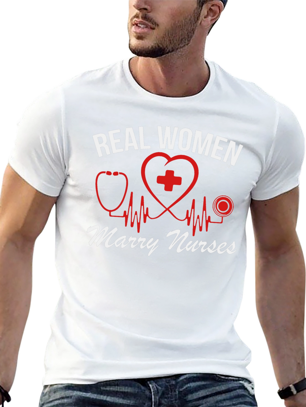 Real Women Marry Nurses T-Shirt - Black