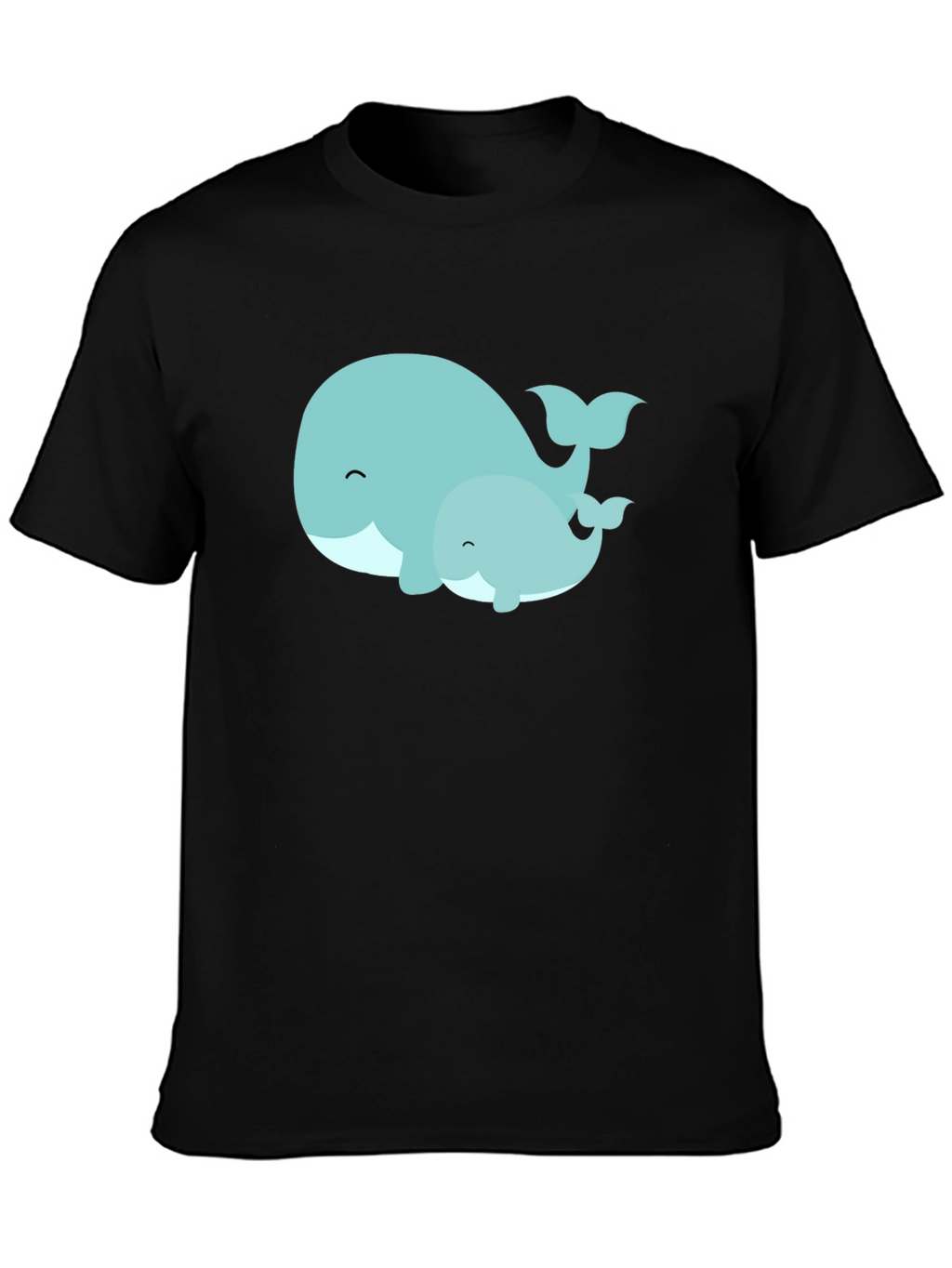 Cute Whale Family Graphic Tee - Black