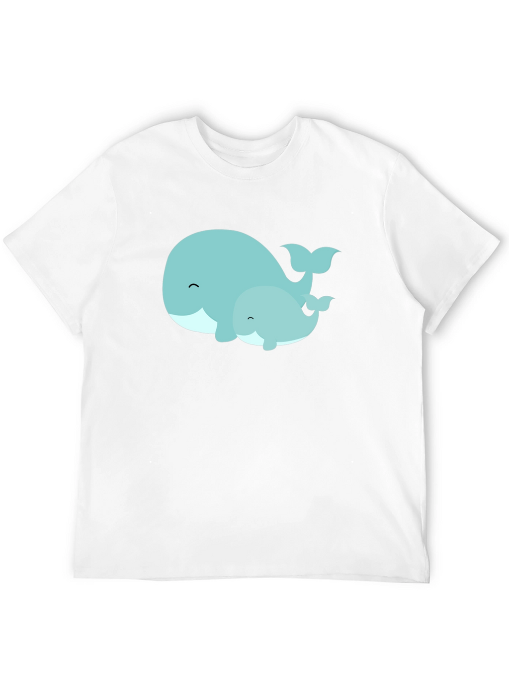 Cute Whale Family Graphic Tee - Black