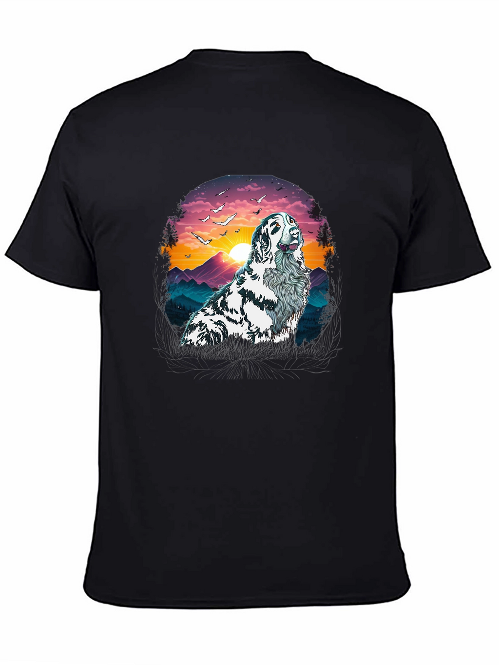 Dog Sunset T-Shirt | Mens Crew Neck Tee
