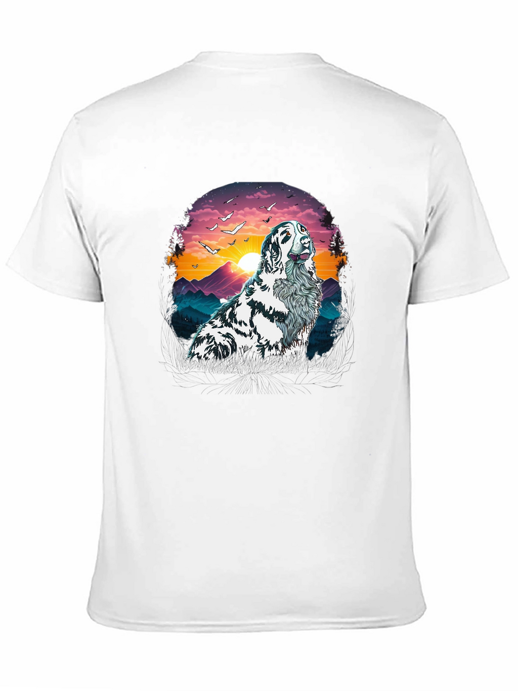 Dog Sunset T-Shirt | Mens Crew Neck Tee