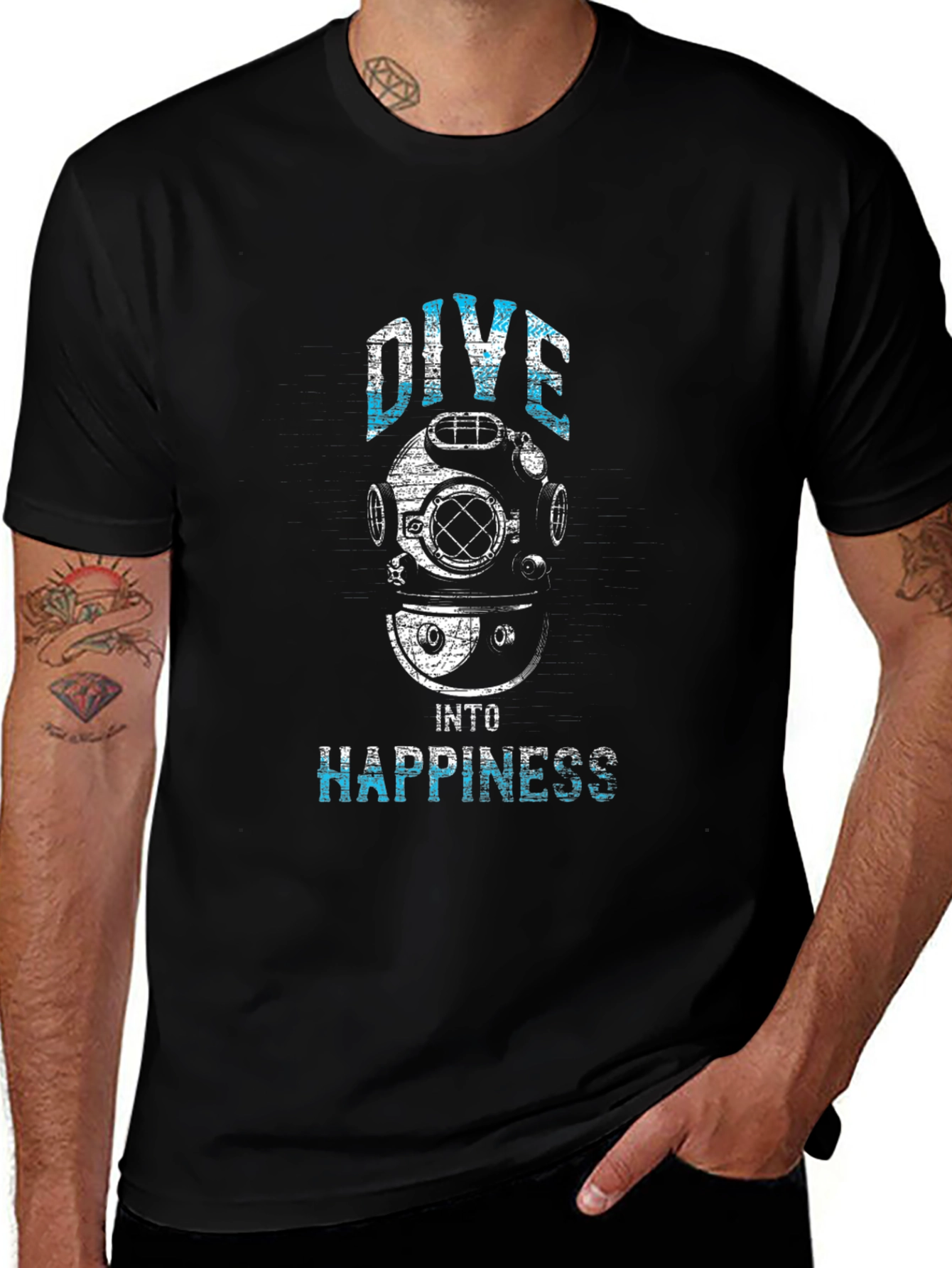 Dive Into Happiness Graphic Tee - Black