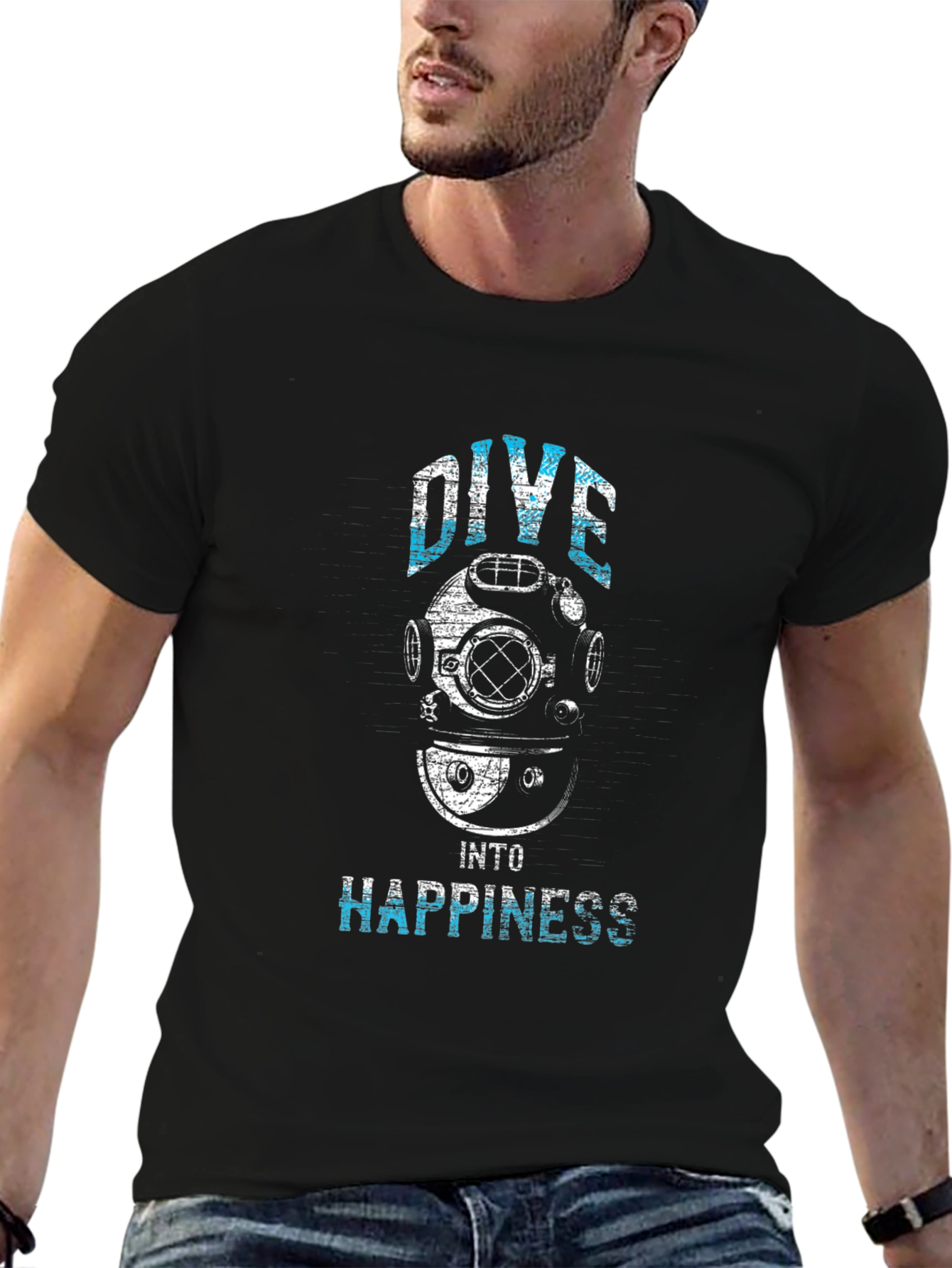Dive Into Happiness Graphic Tee - Black