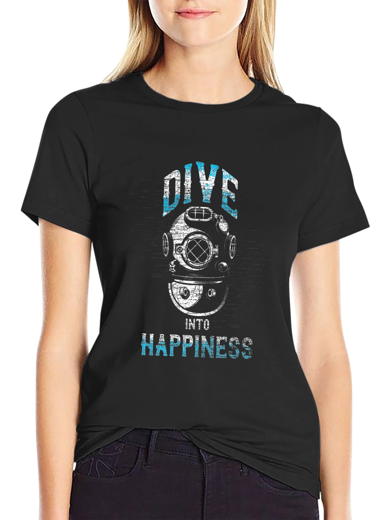Dive Into Happiness Graphic Tee - Black