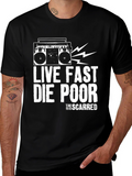 Live Fast Boombox Graphic Tee - Black Cotton T-Shirt