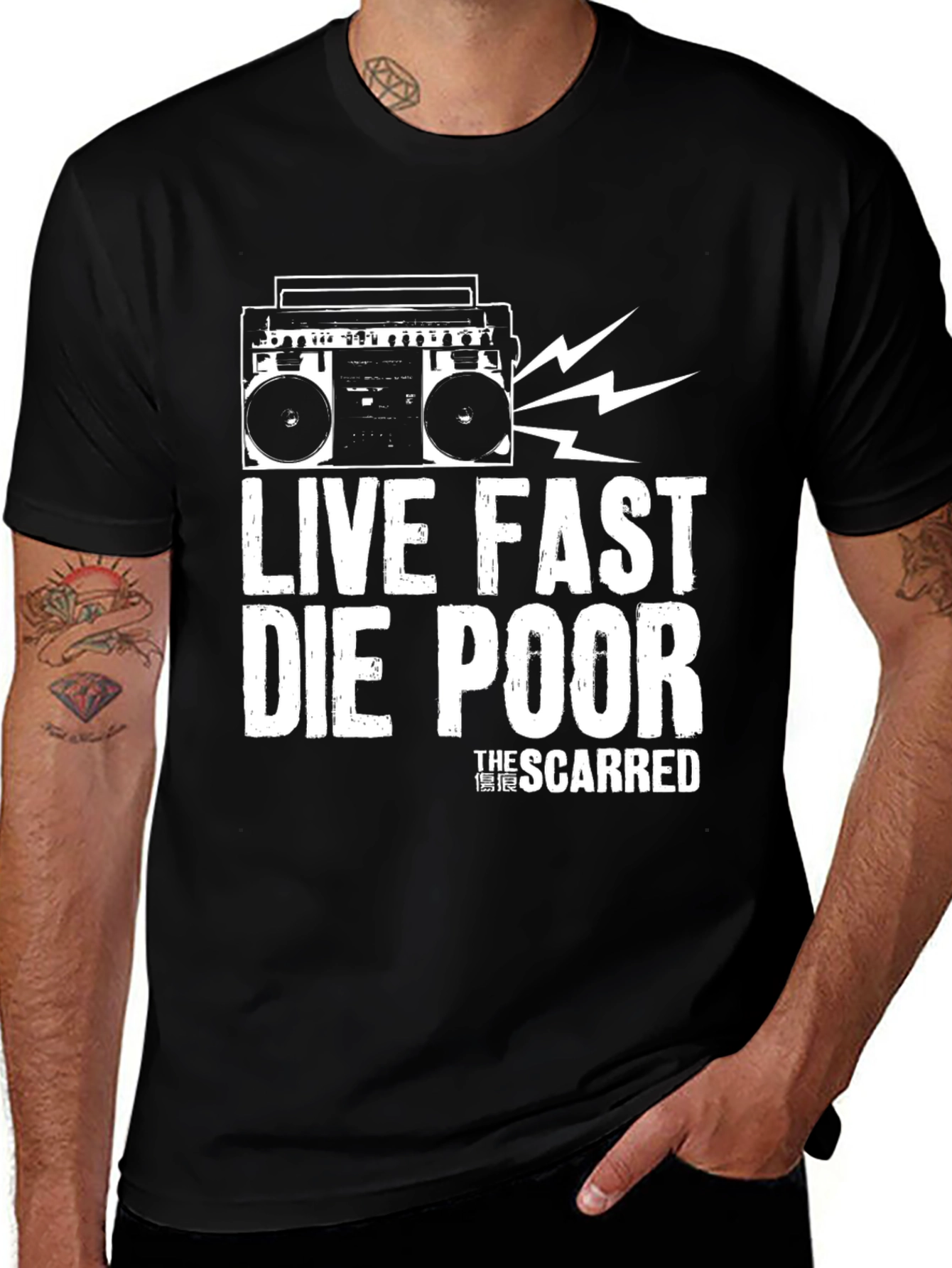 Live Fast Boombox Graphic Tee - Black Cotton T-Shirt