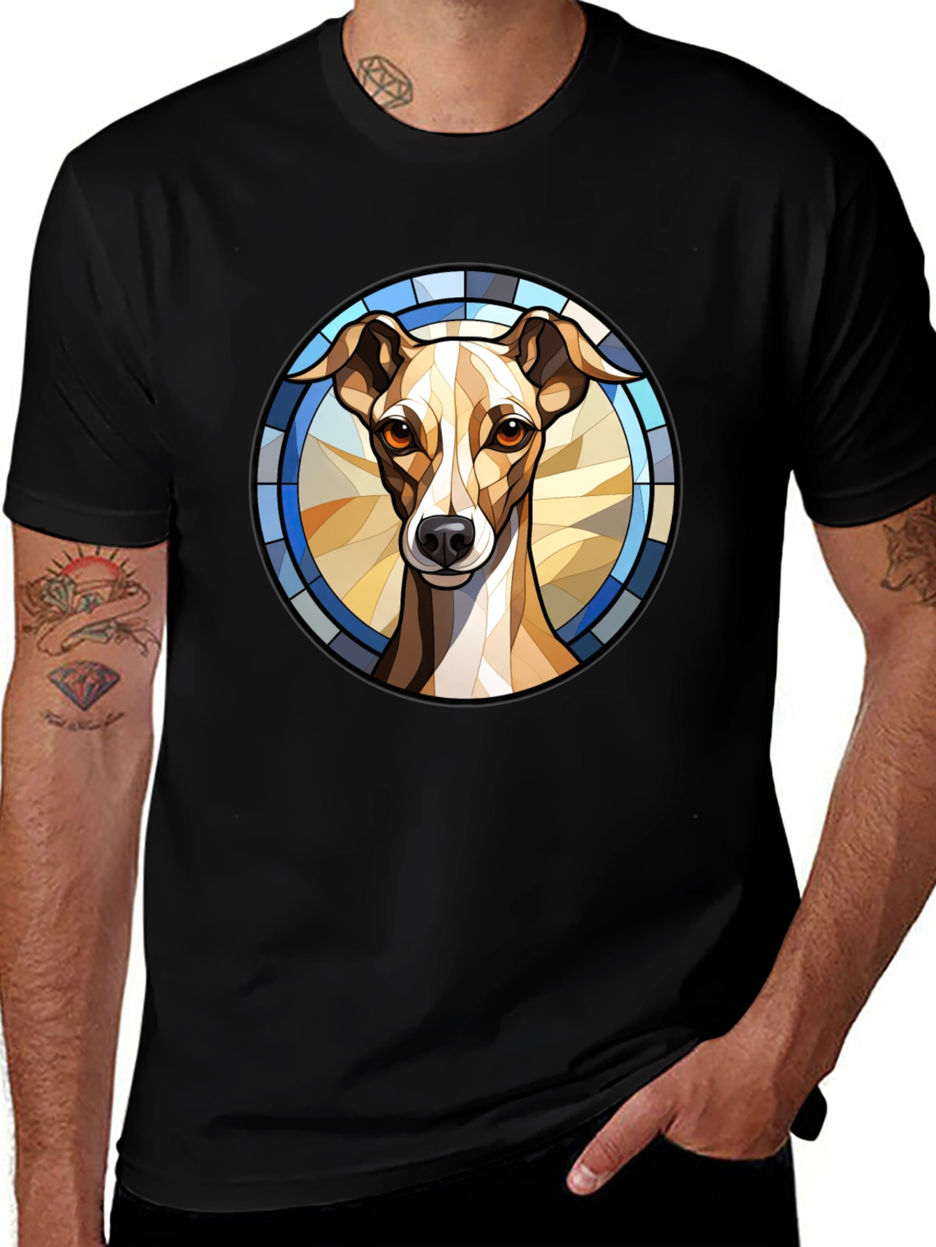 Dog Stained Glass Style Graphic Tee