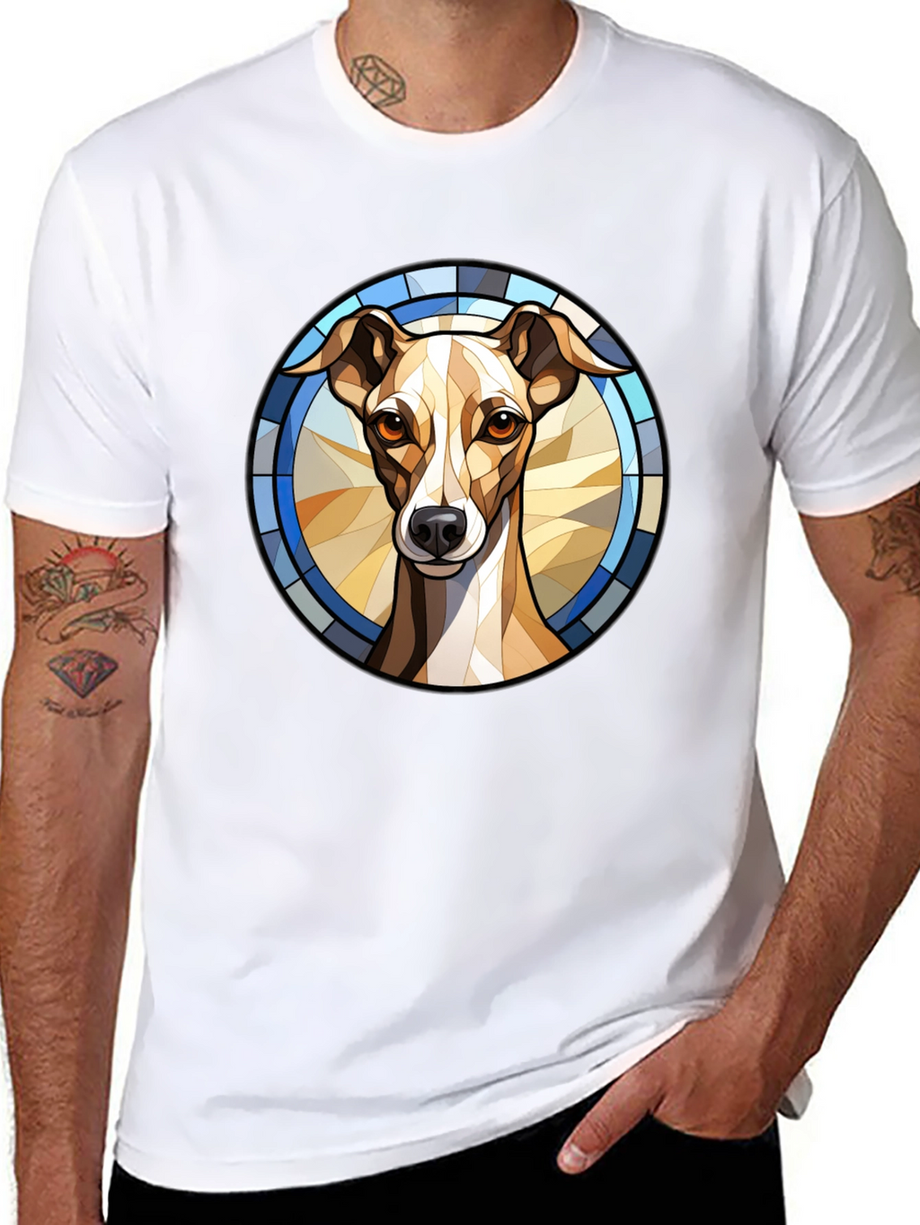 Dog Stained Glass Style Graphic Tee