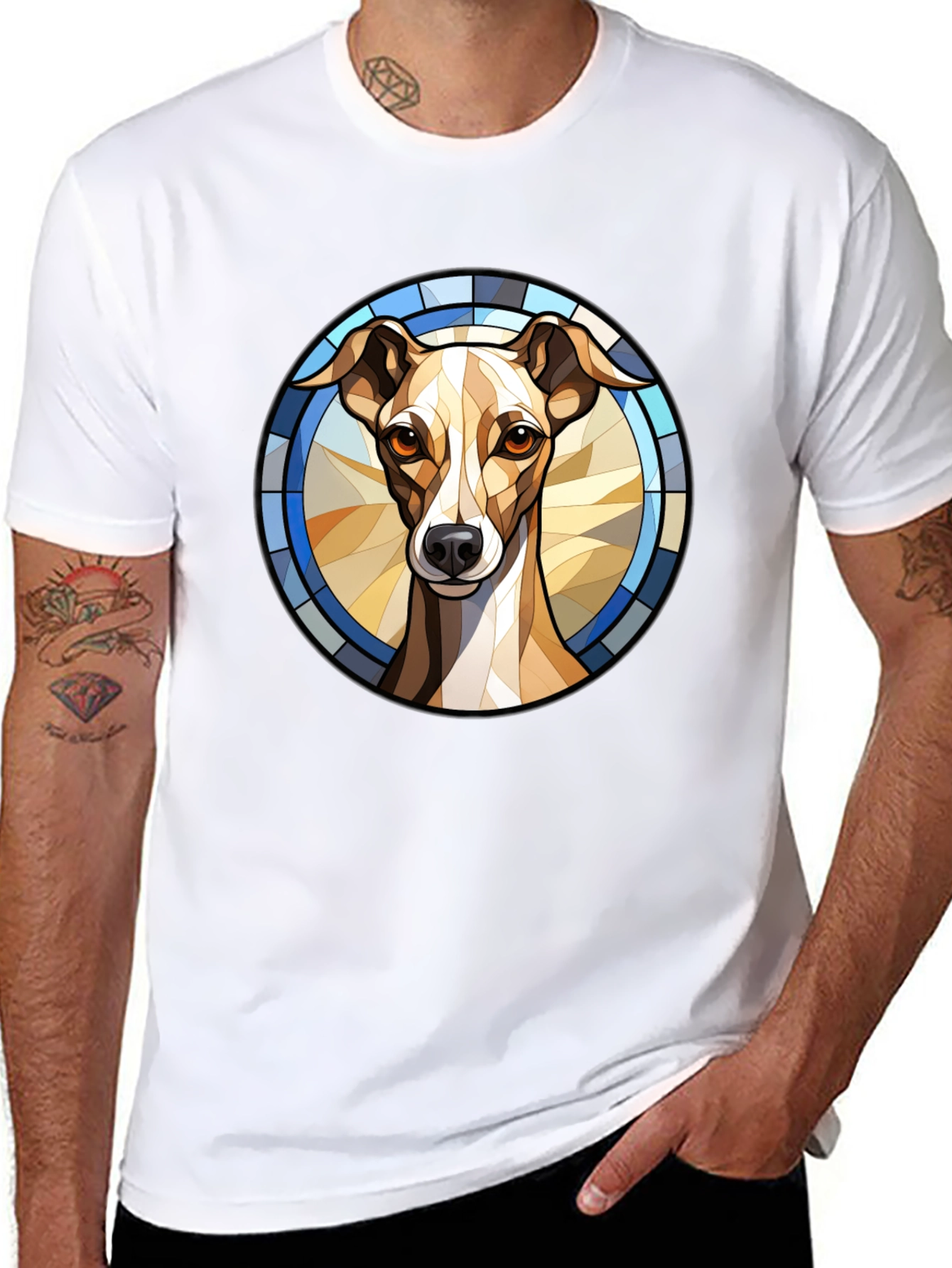 Dog Stained Glass Style Graphic Tee