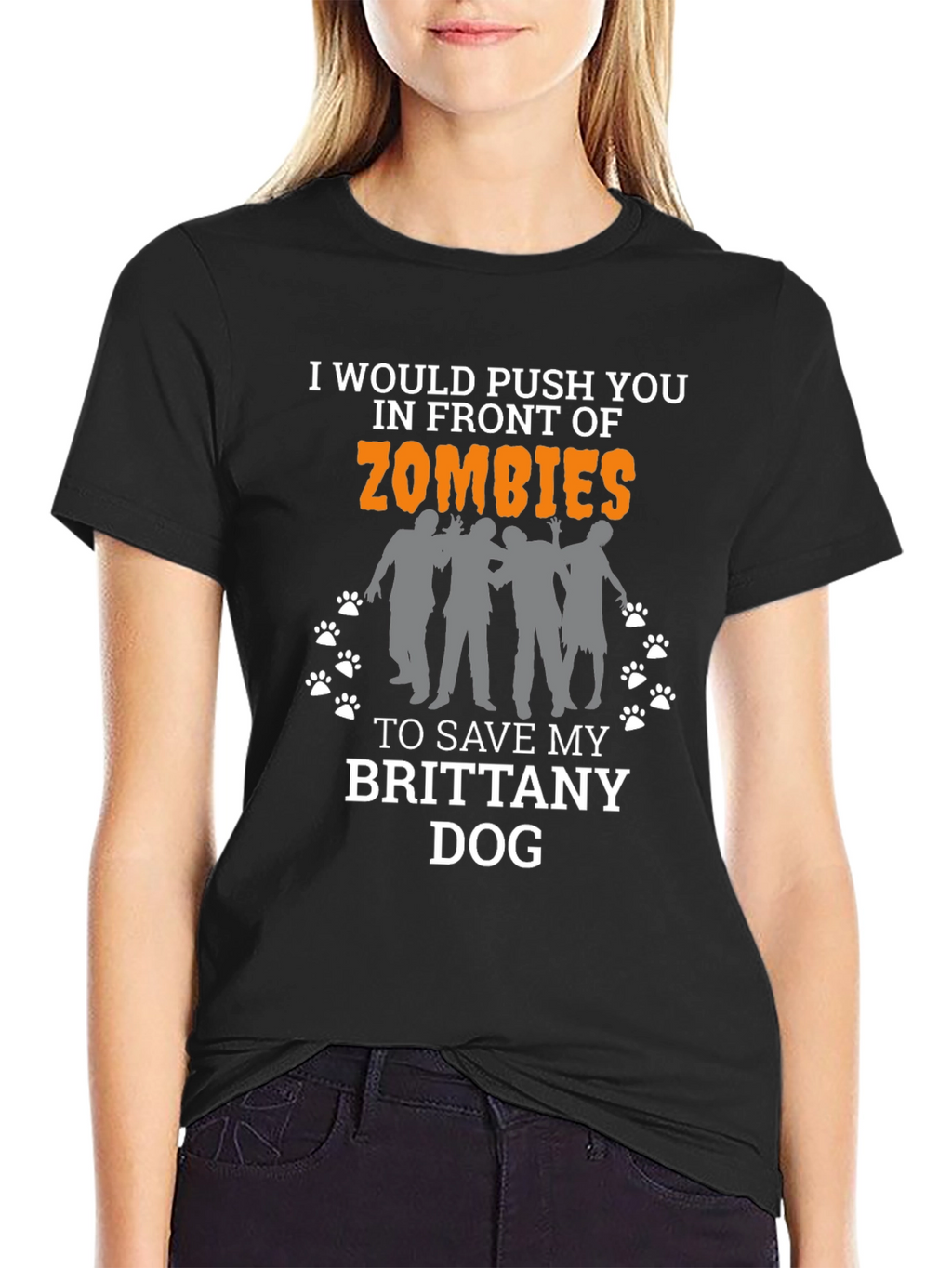 Brittany Dog Zombie Funny Graphic Tee