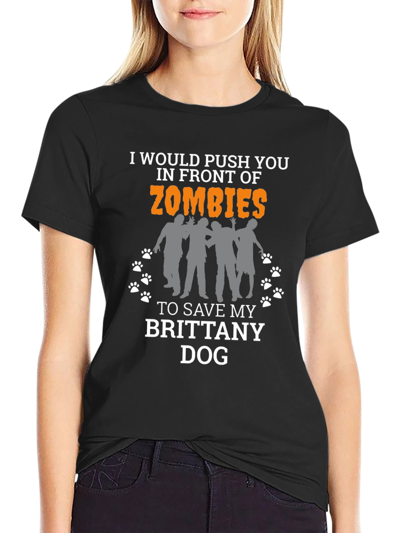 Brittany Dog Zombie Funny Graphic Tee