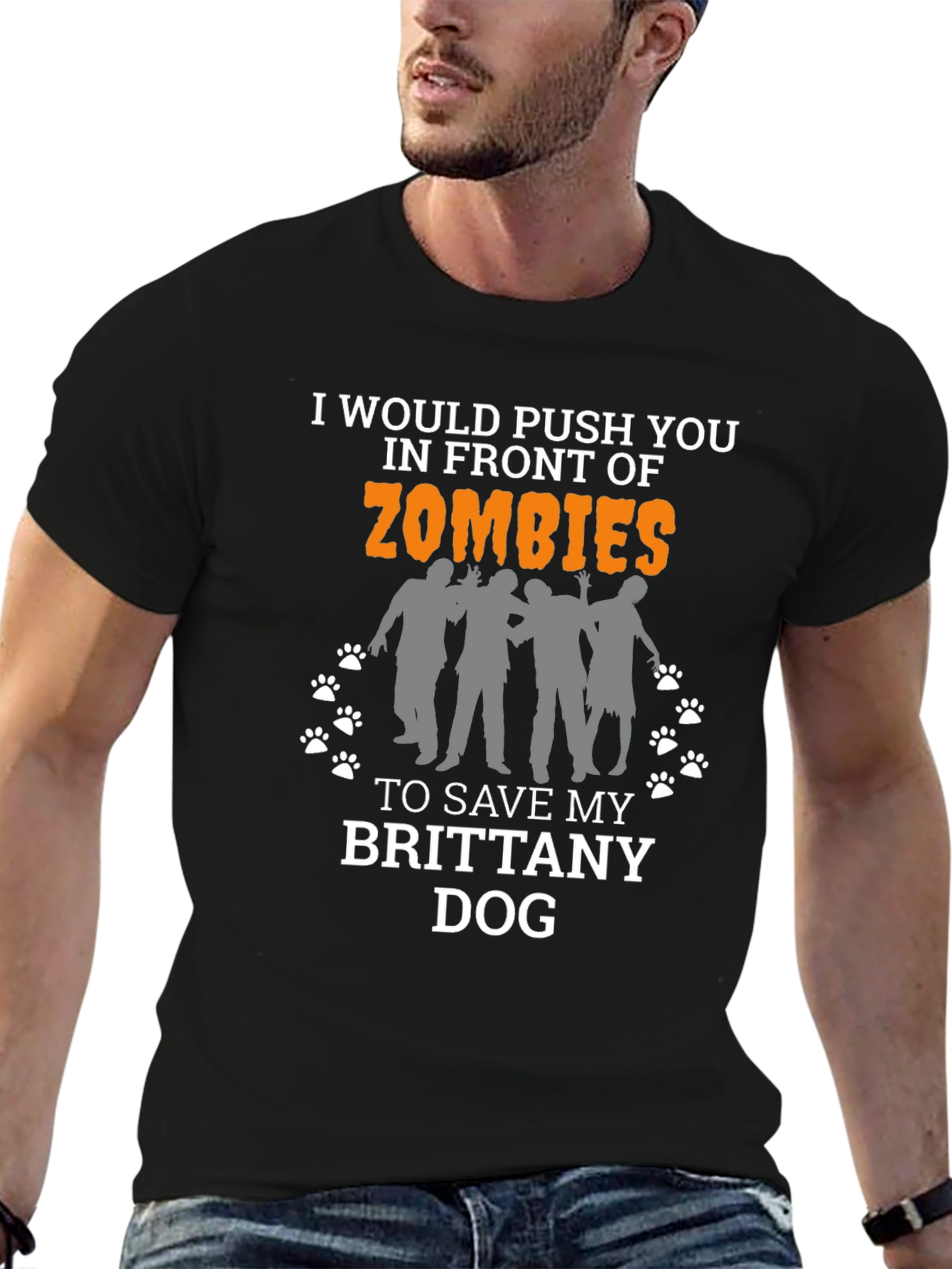 Brittany Dog Zombie Funny Graphic Tee