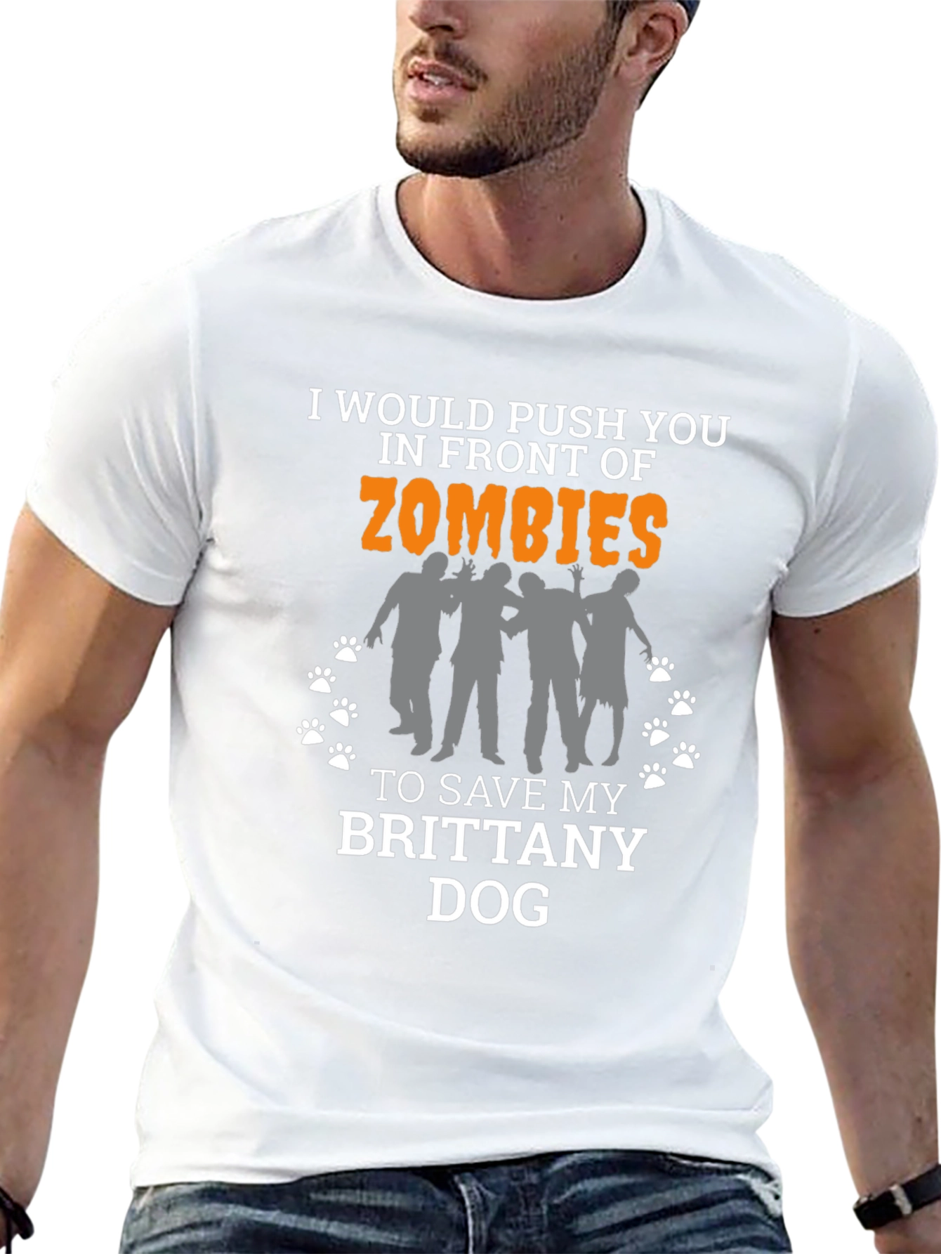 Brittany Dog Zombie Funny Graphic Tee