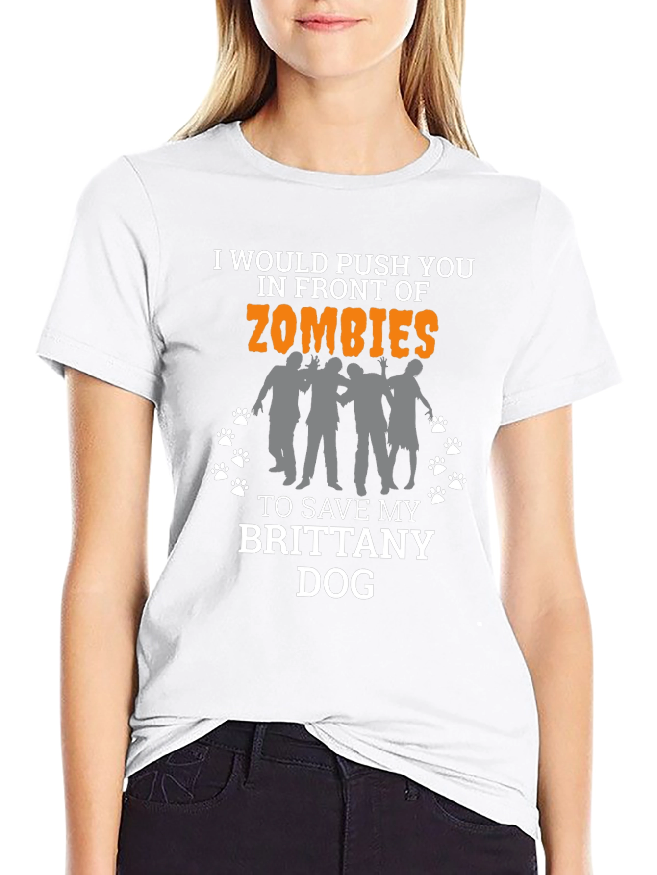 Brittany Dog Zombie Funny Graphic Tee