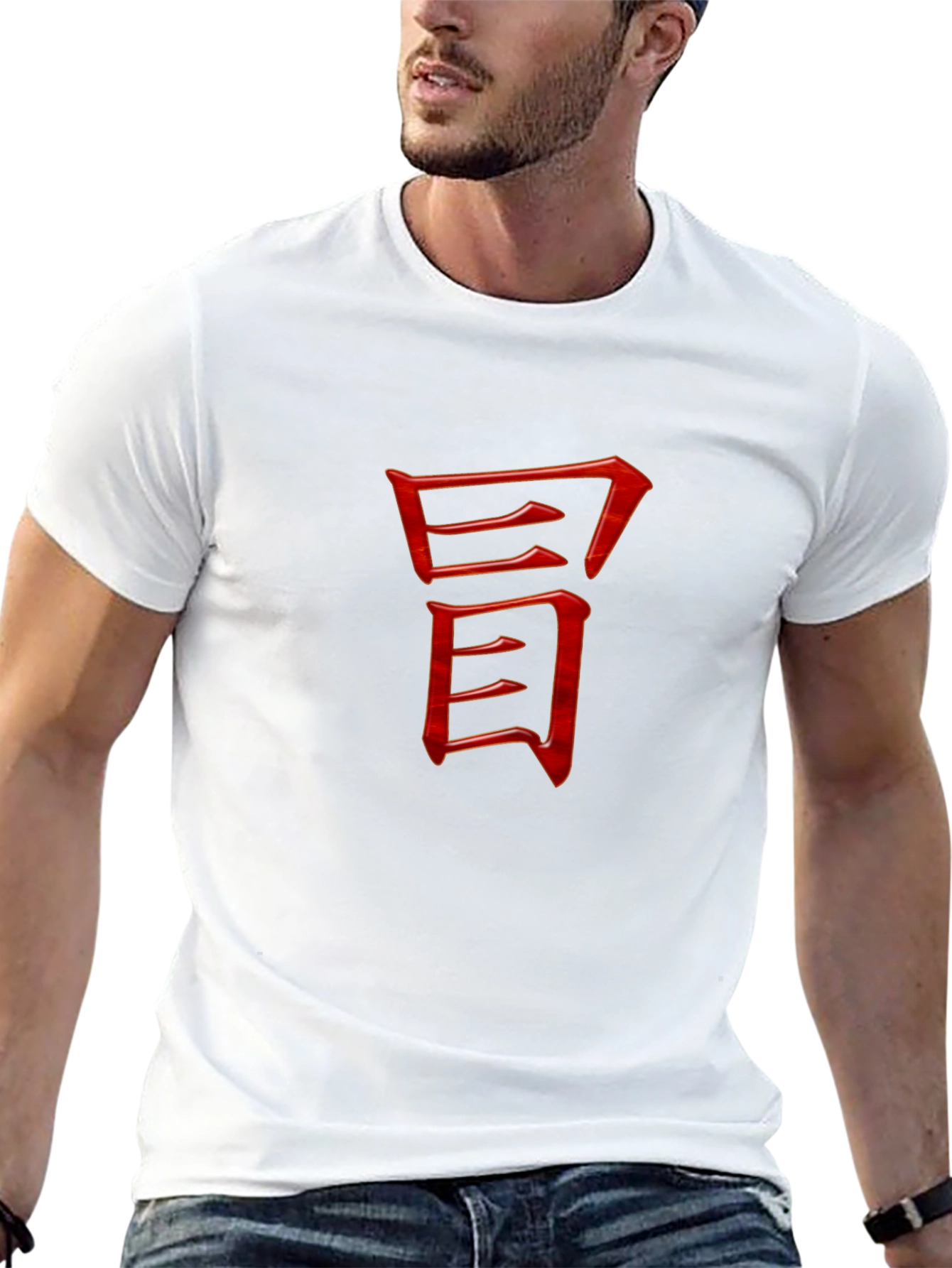 Red Kanji Graphic Tee - Modern Black T-Shirt