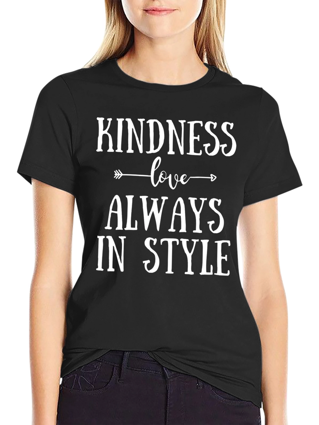 Kindness Love Always in Style Black Graphic Tee