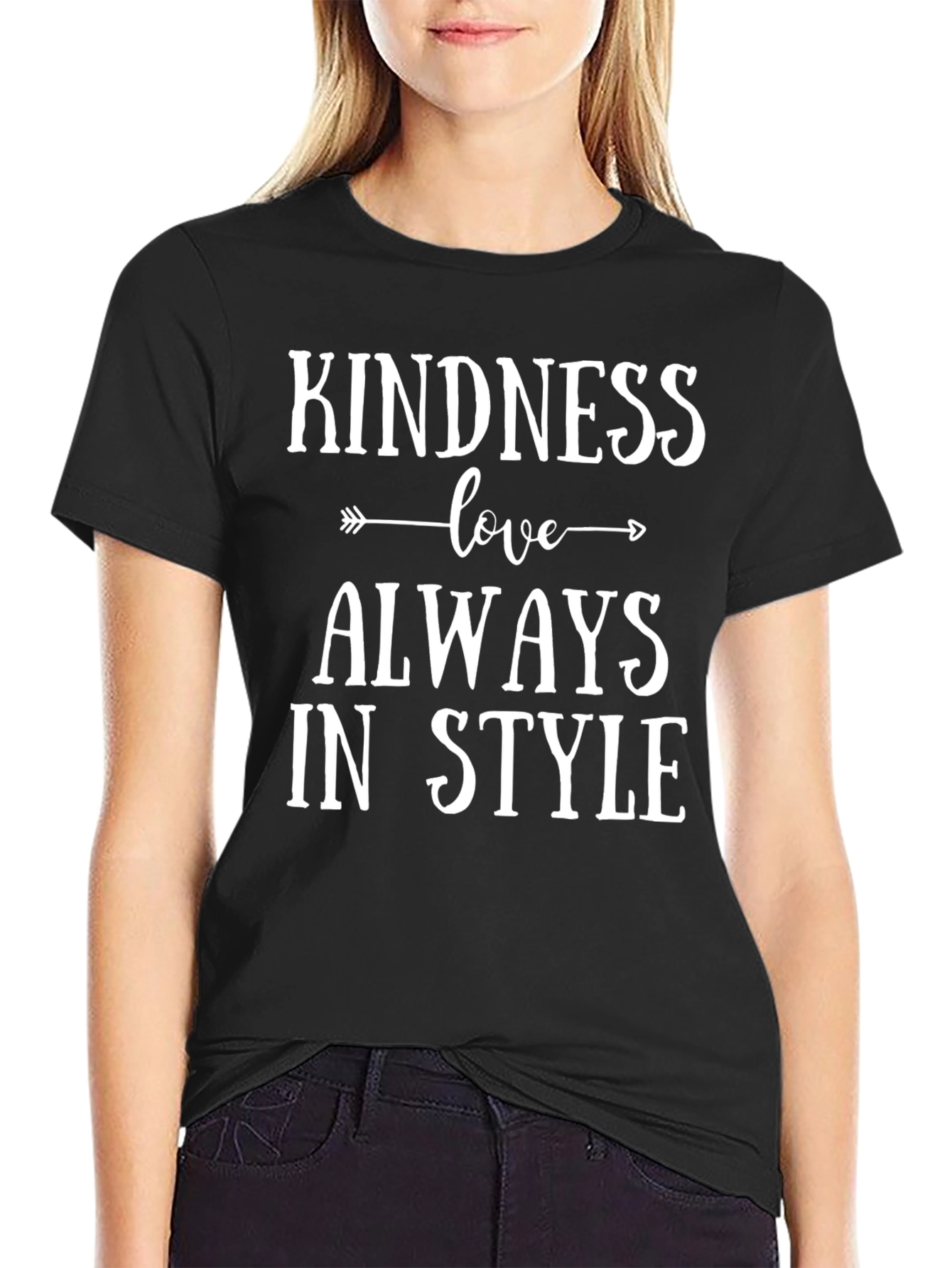 Kindness Love Always in Style Black Graphic Tee