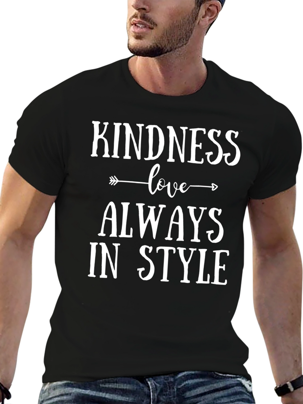 Kindness Love Always in Style Black Graphic Tee