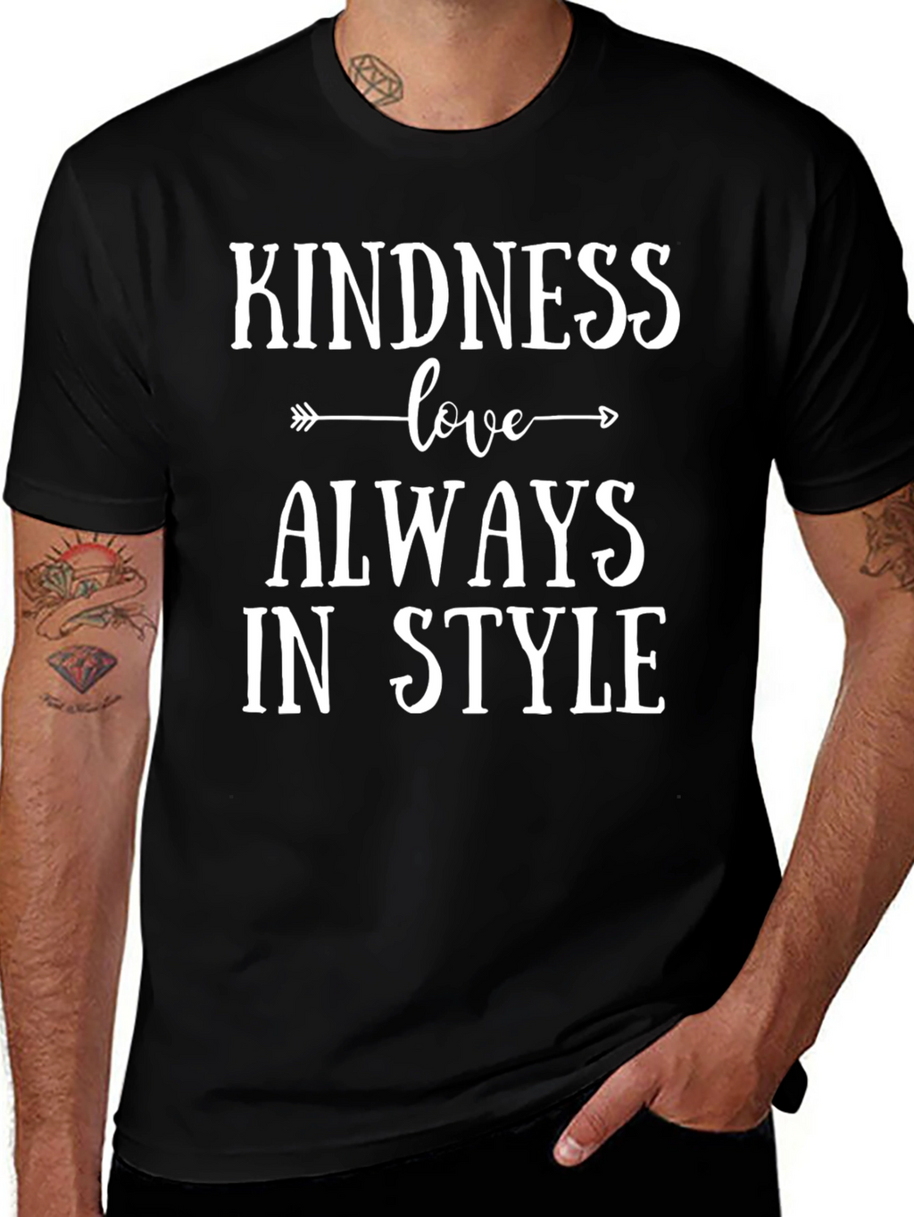 Kindness Love Always in Style Black Graphic Tee