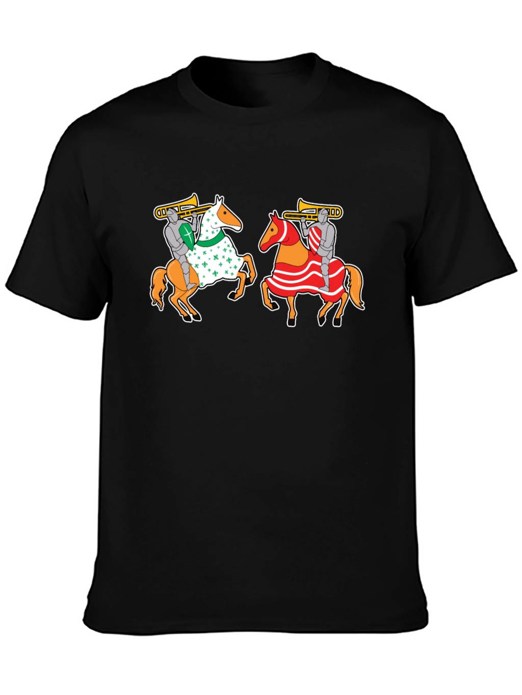 Knights on Horseback T-Shirt - Fun Trumpet Design