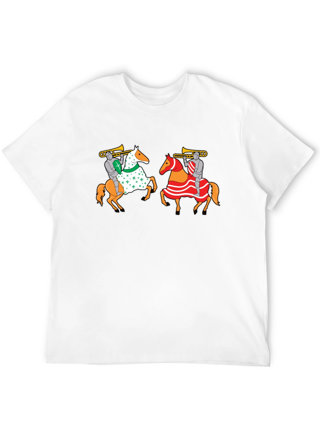 Knights on Horseback T-Shirt - Fun Trumpet Design