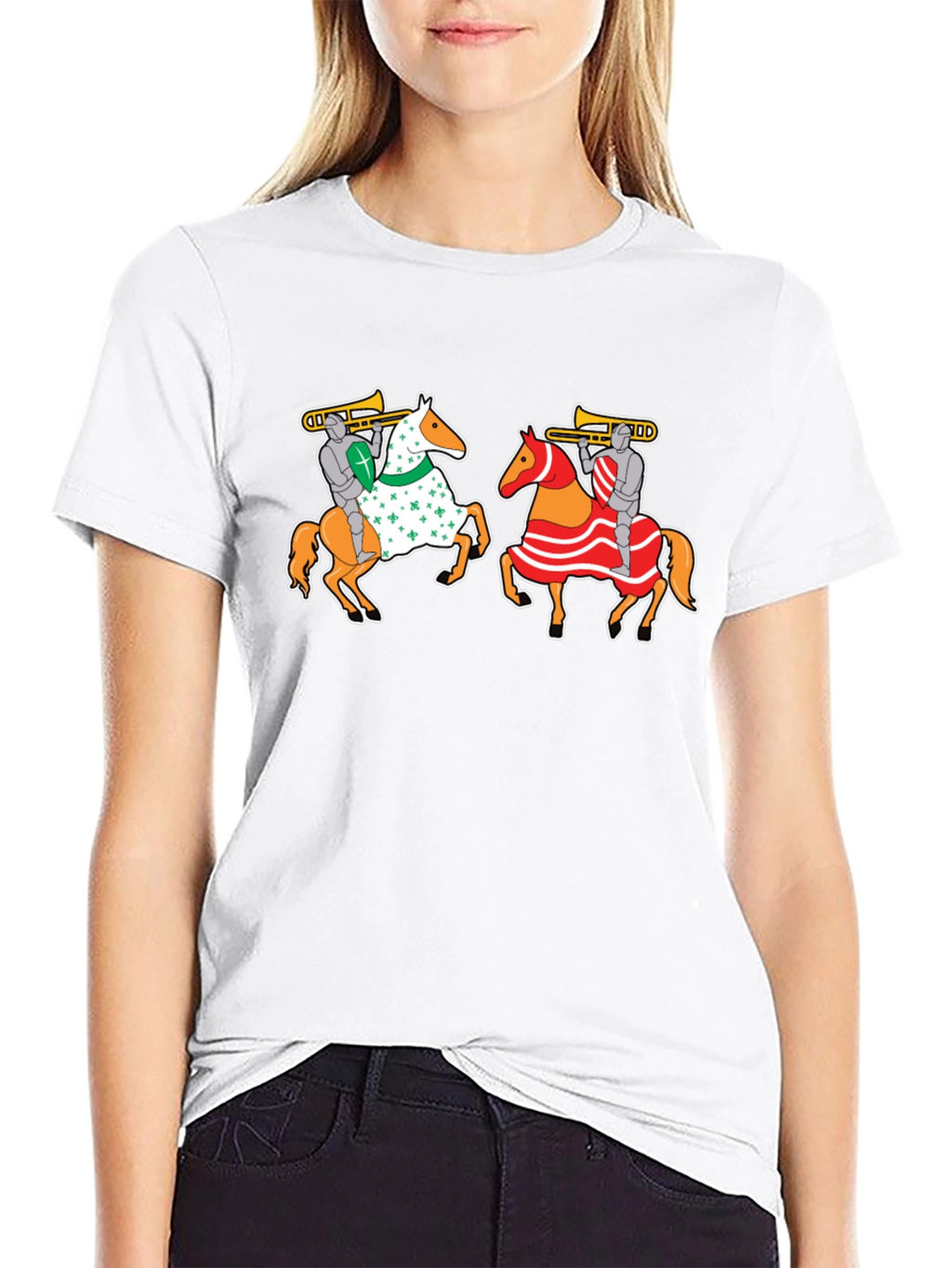 Knights on Horseback T-Shirt - Fun Trumpet Design