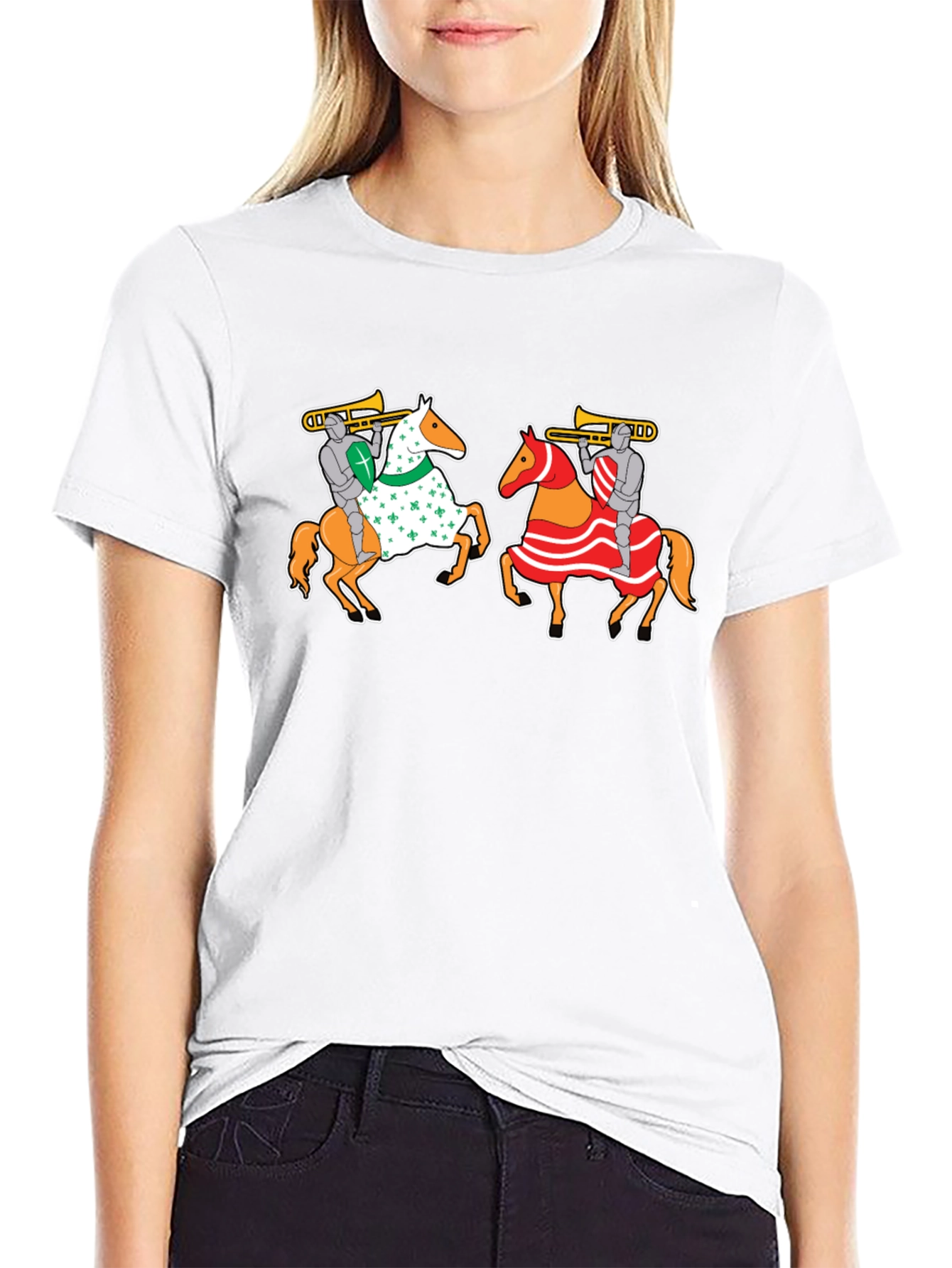 Knights on Horseback T-Shirt - Fun Trumpet Design