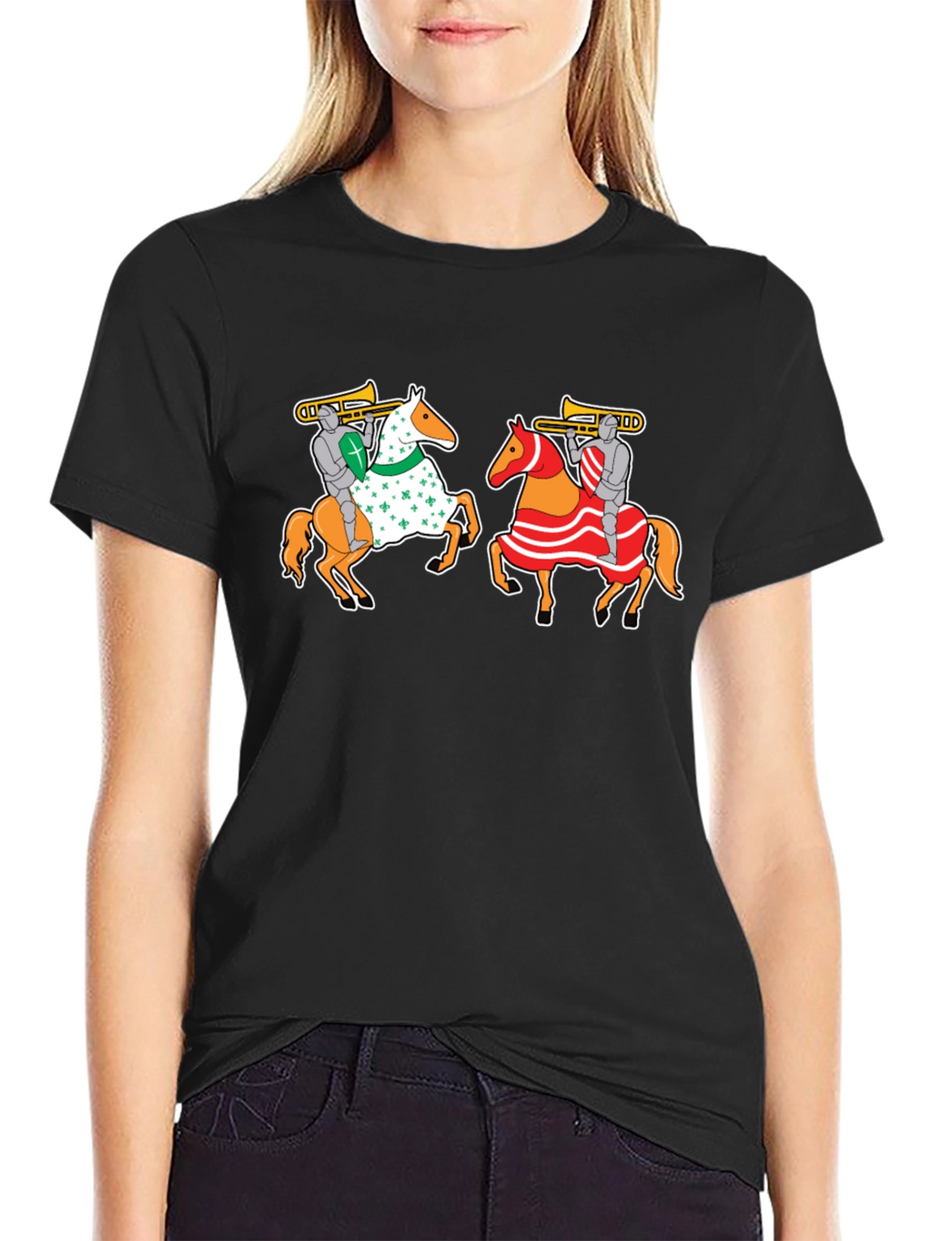 Knights on Horseback T-Shirt - Fun Trumpet Design