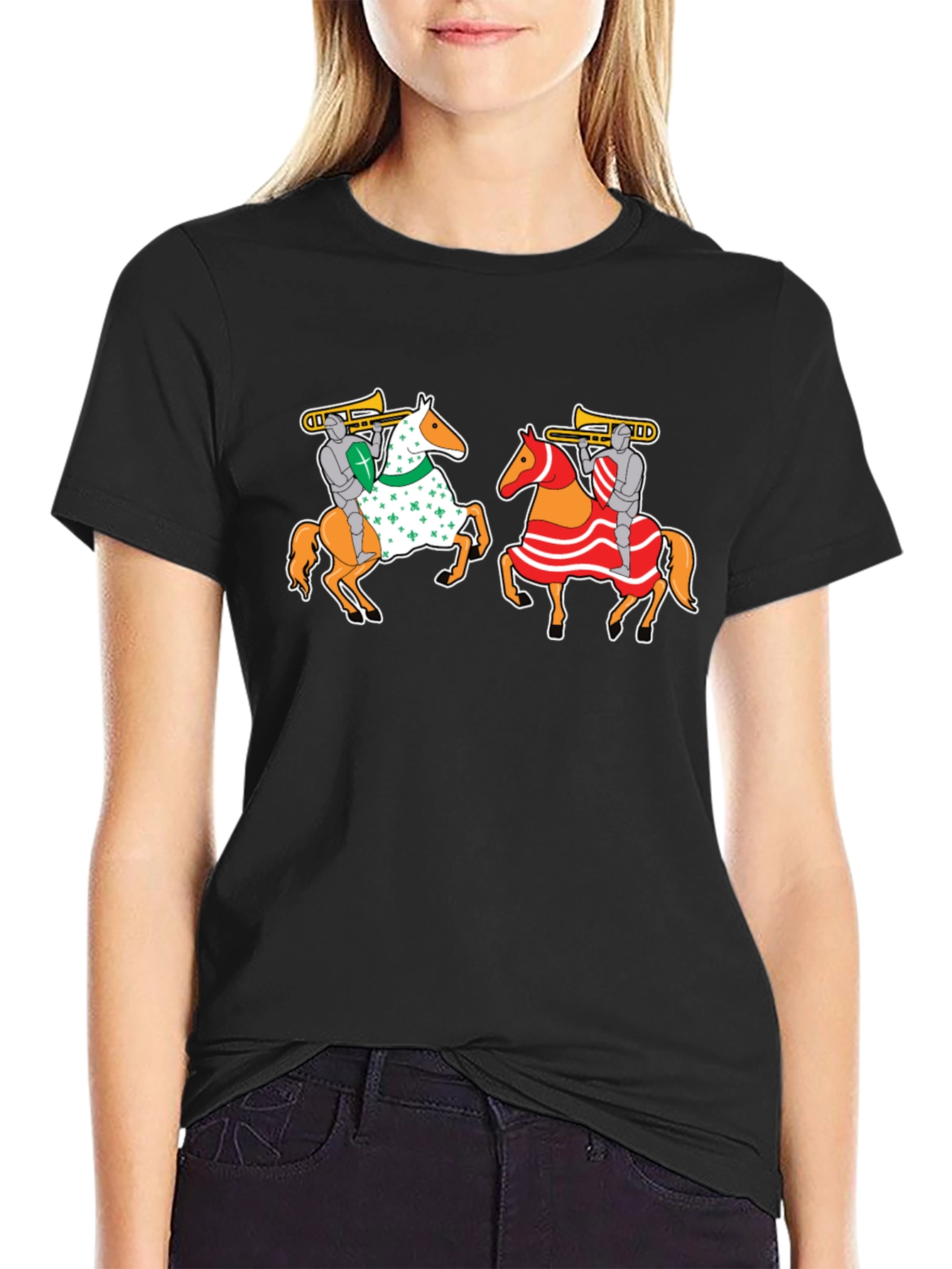Knights on Horseback T-Shirt - Fun Trumpet Design