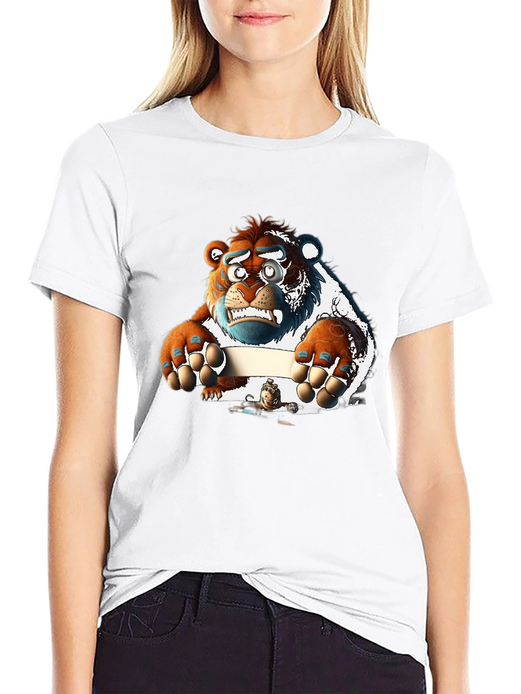 Cartoon Bear Graphic Tee - Unique Print