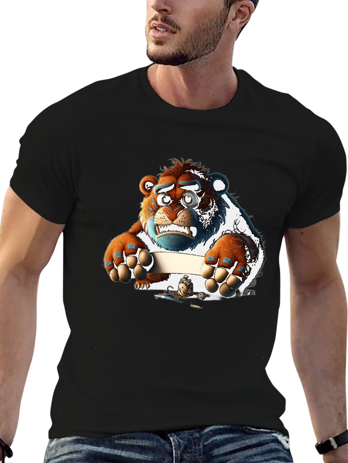 Cartoon Bear Graphic Tee - Unique Print