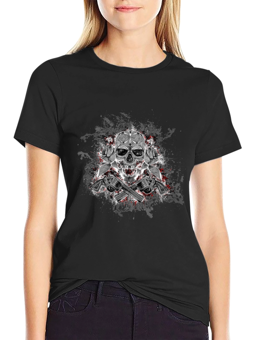 Skull & Guns Graphic T-Shirt - Edgy Style