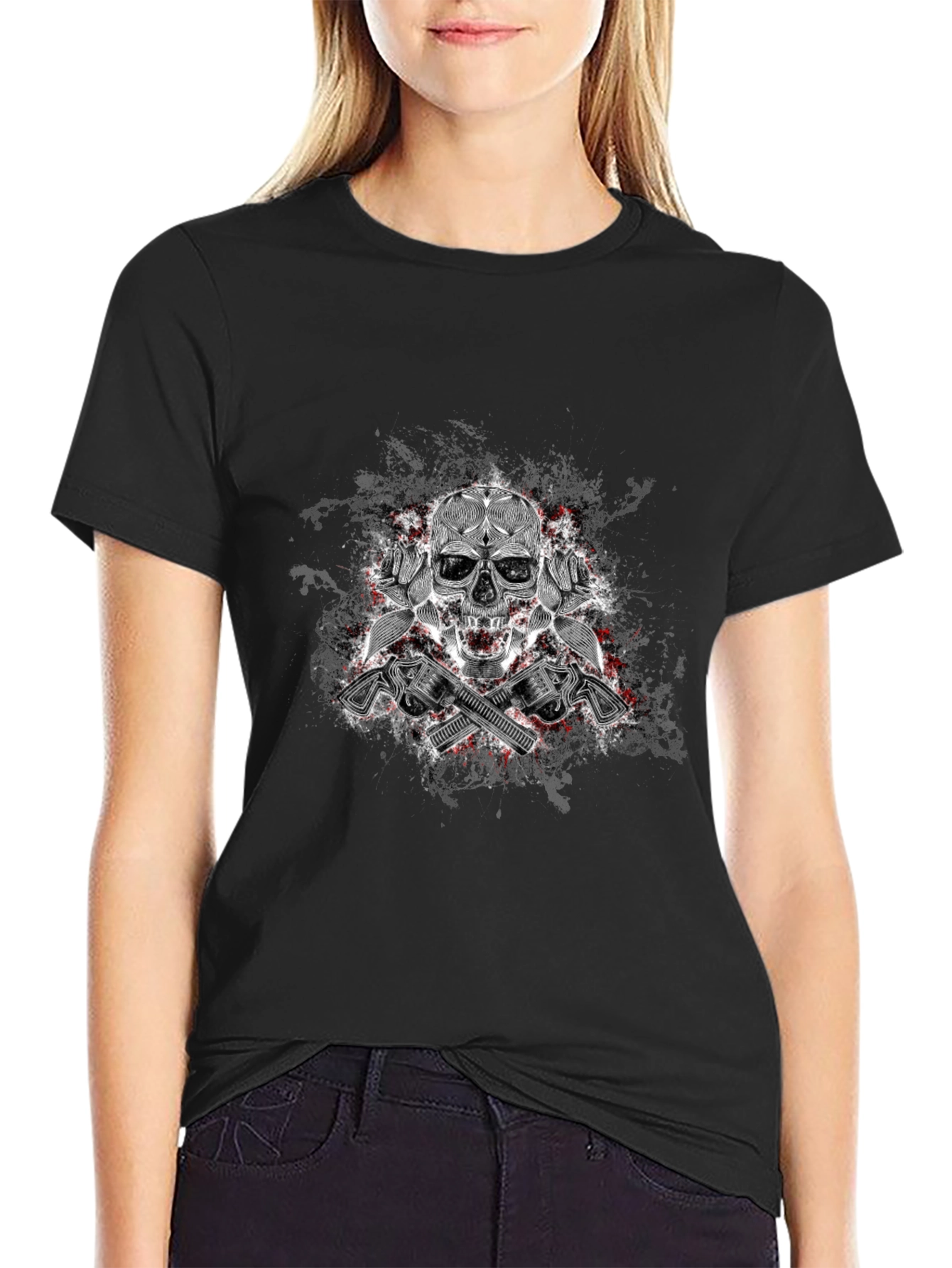 Skull & Guns Graphic T-Shirt - Edgy Style