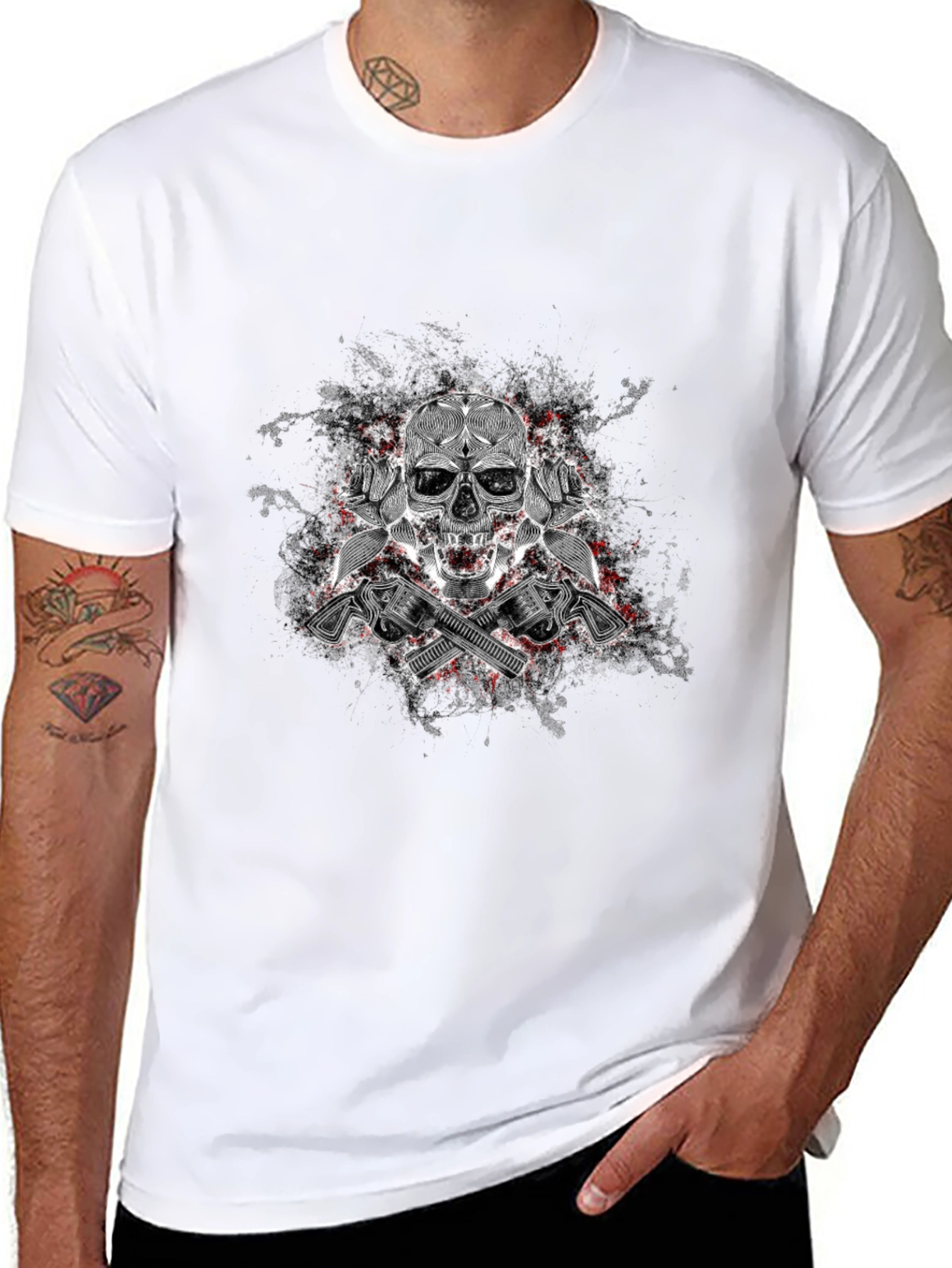 Skull & Guns Graphic T-Shirt - Edgy Style