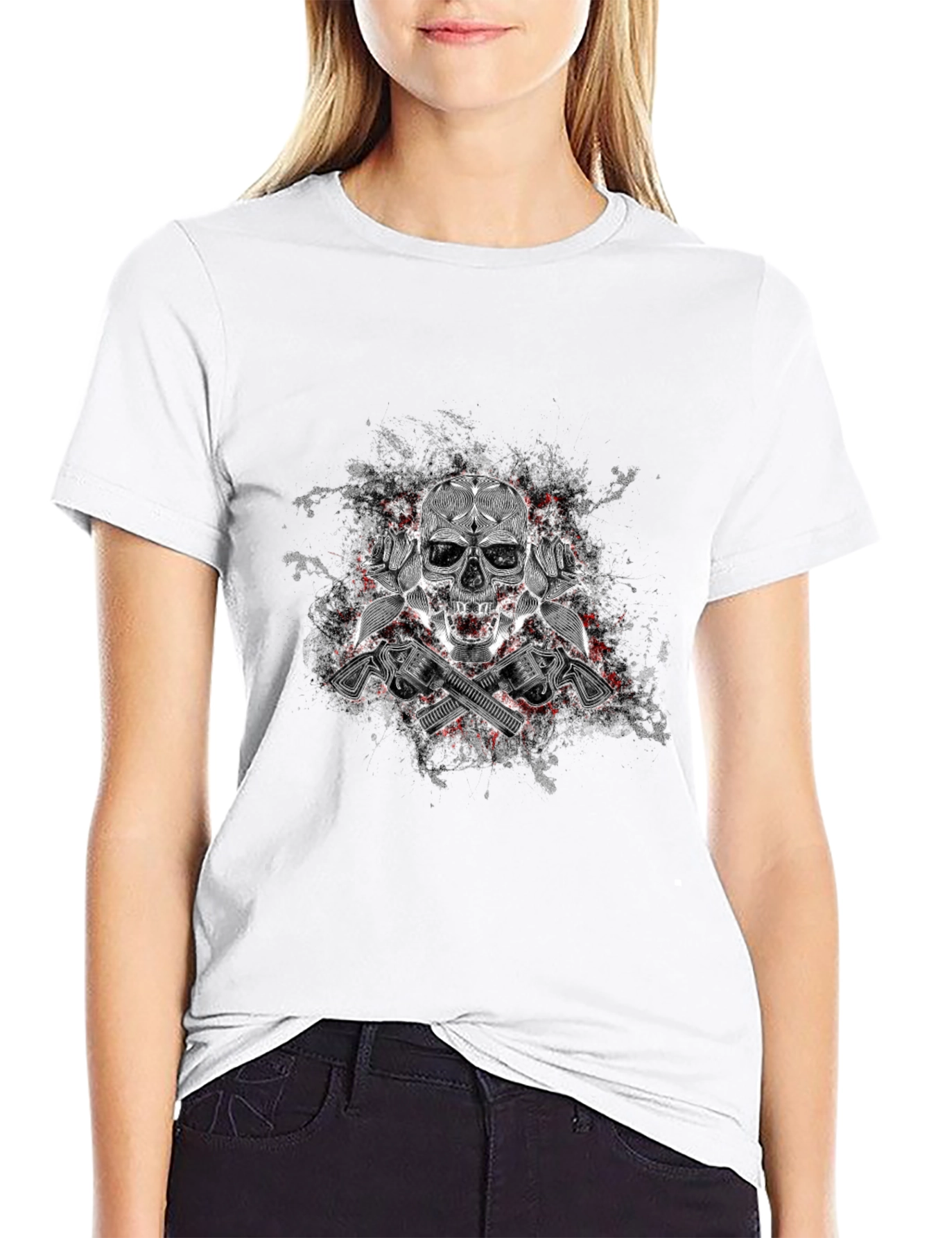 Skull & Guns Graphic T-Shirt - Edgy Style