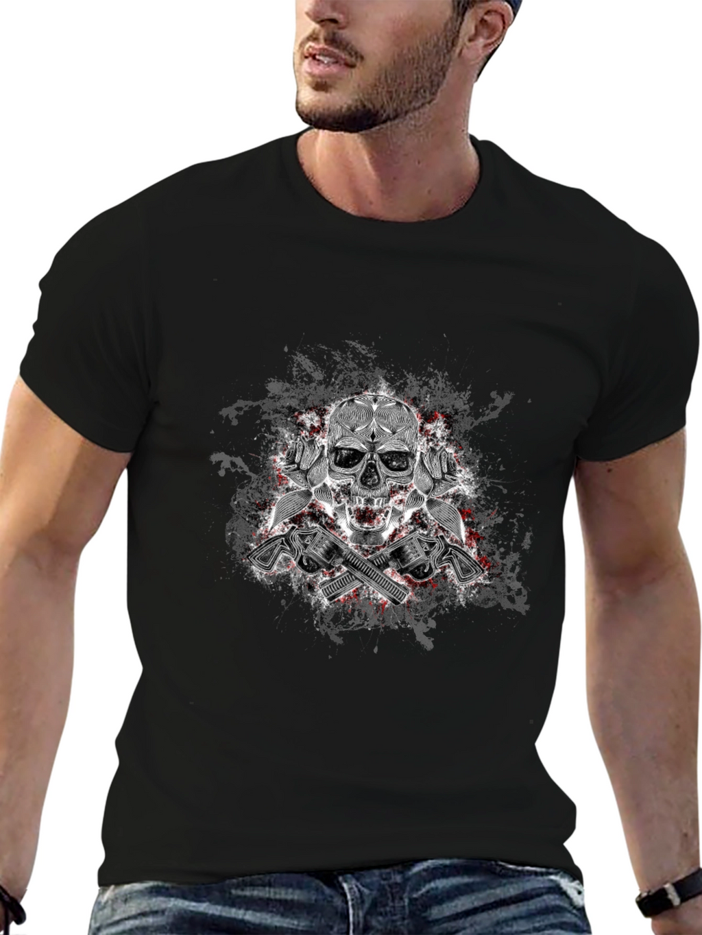 Skull & Guns Graphic T-Shirt - Edgy Style