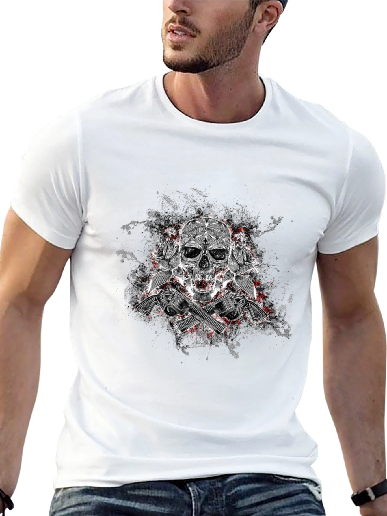 Skull & Guns Graphic T-Shirt - Edgy Style