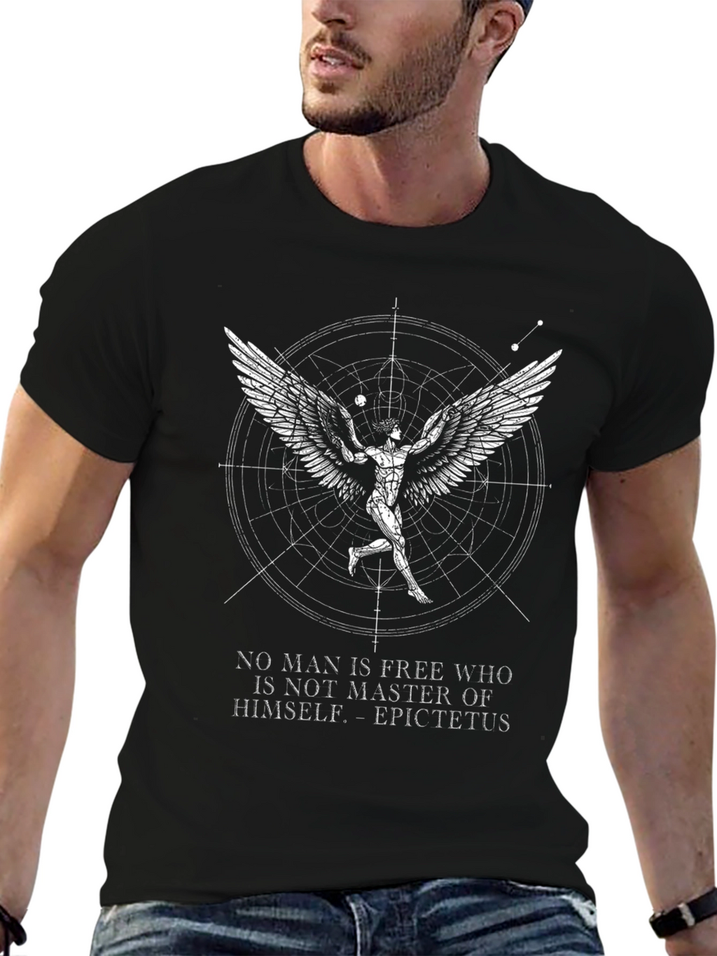 Philosophical T-Shirt - Winged Figure Master of Himself