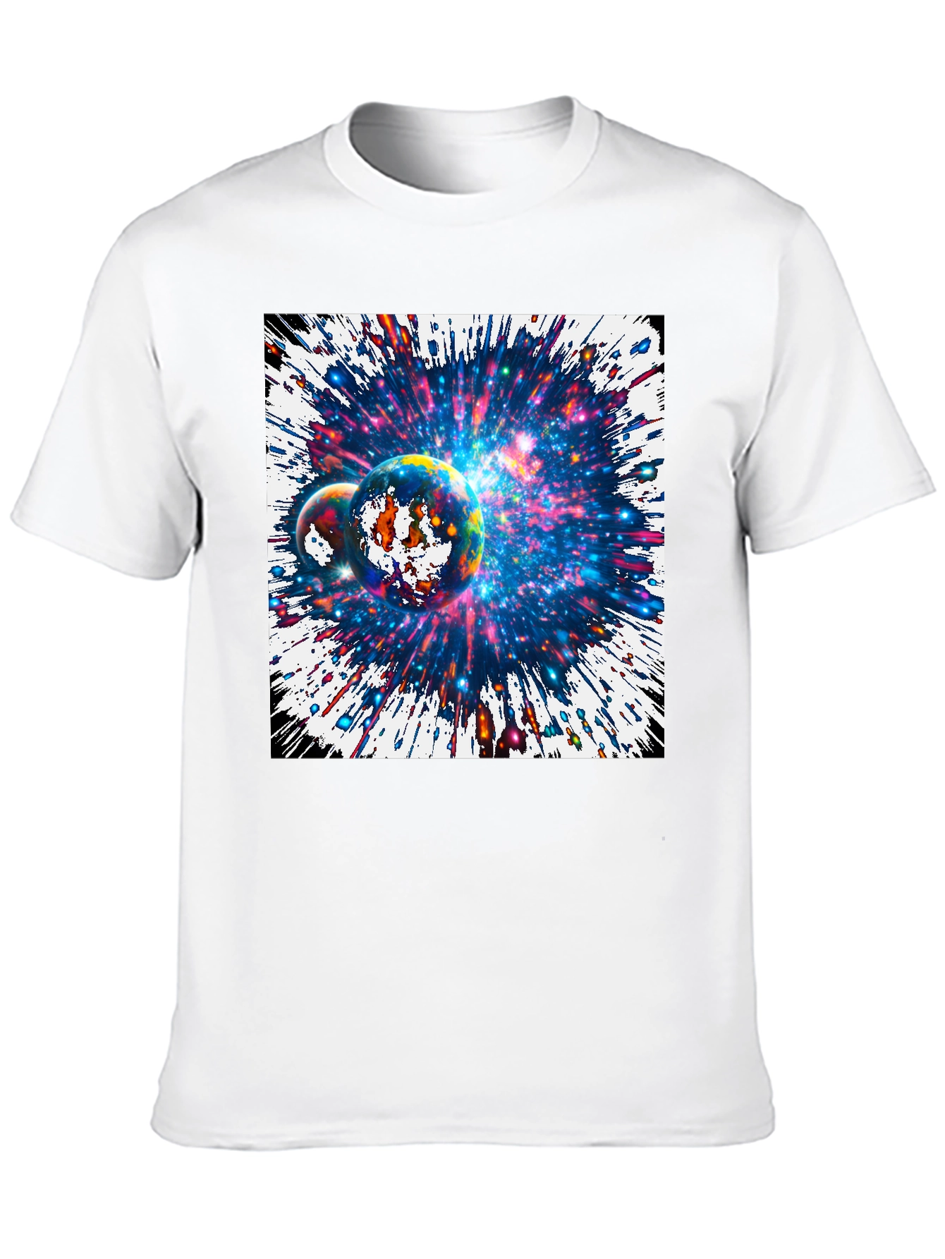 Cosmic Planets Graphic Tee - Black Cotton T-Shirt