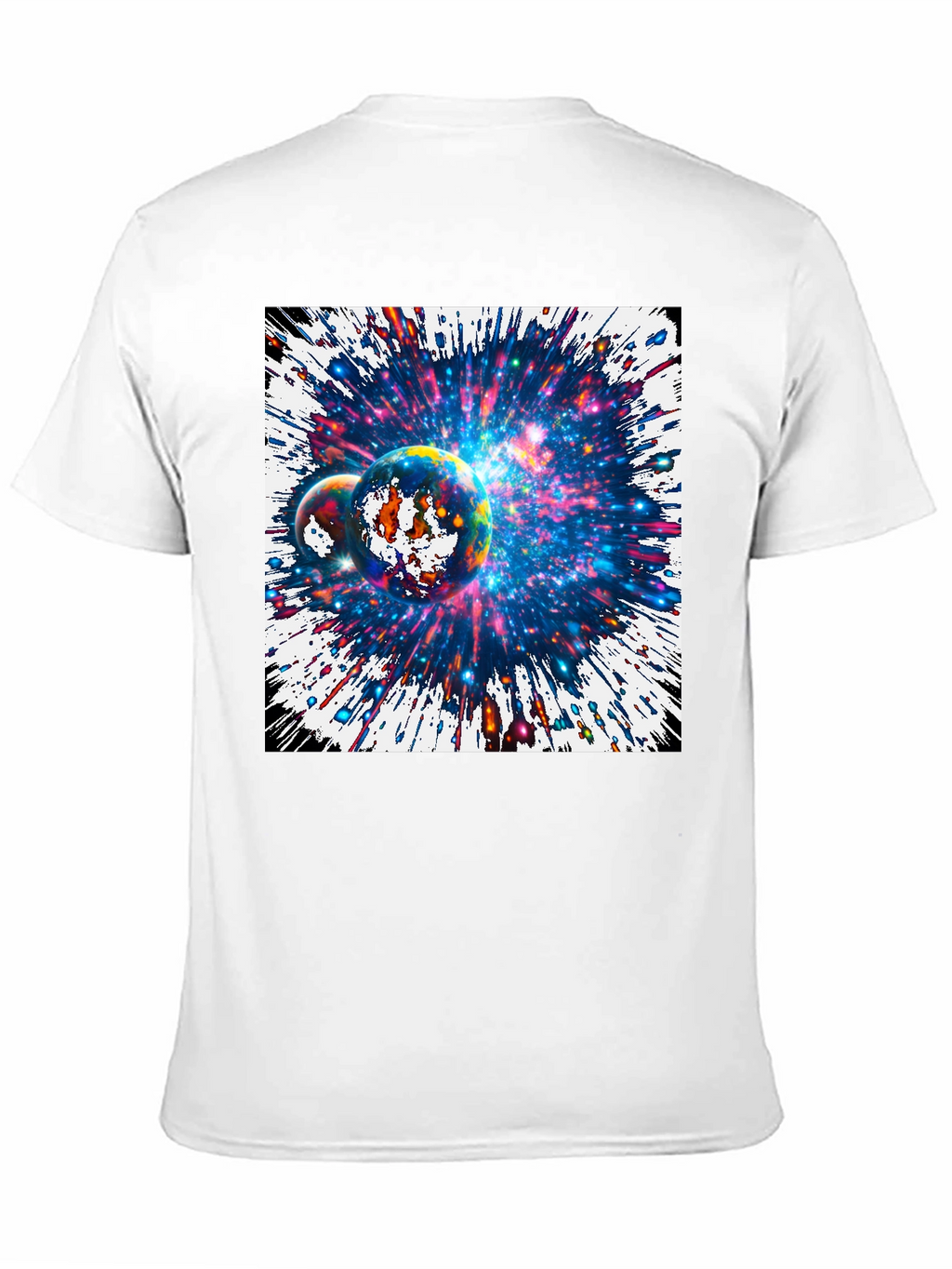 Cosmic Planets Graphic Tee - Black Cotton T-Shirt