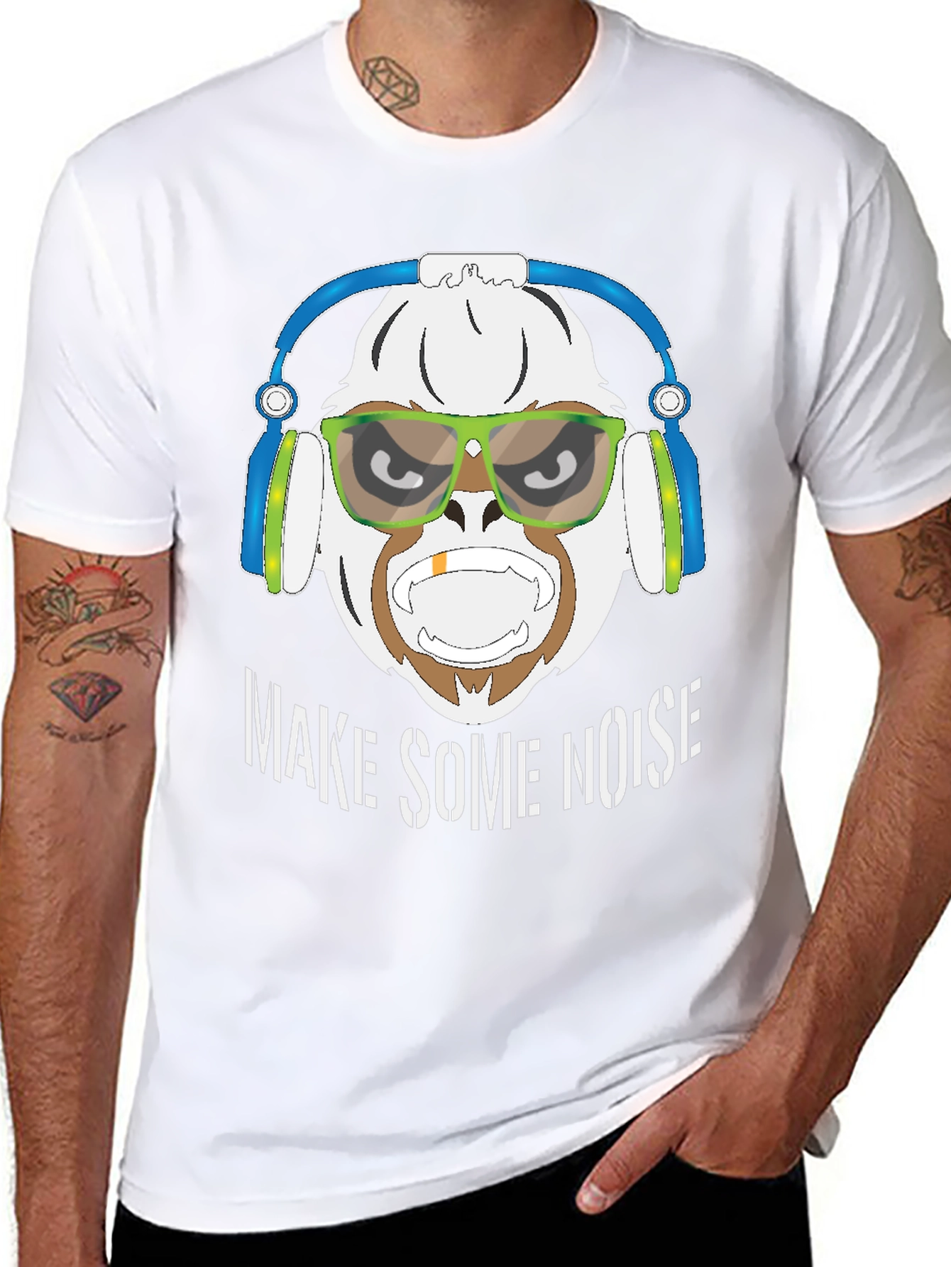 Make Some Noise T-Shirt Gorilla Headphones Tee