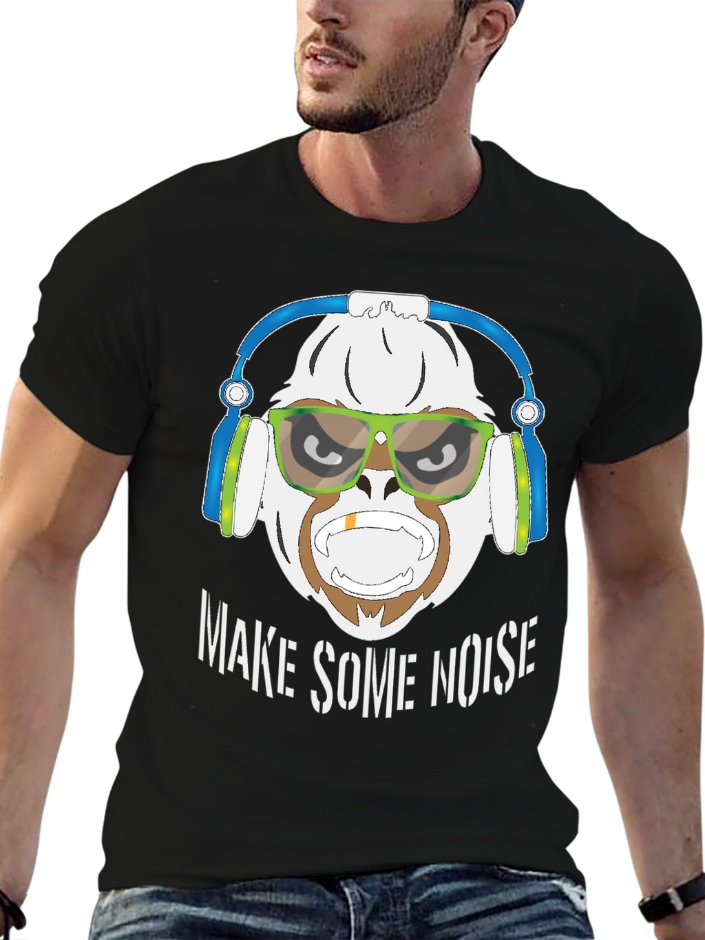 Make Some Noise T-Shirt Gorilla Headphones Tee